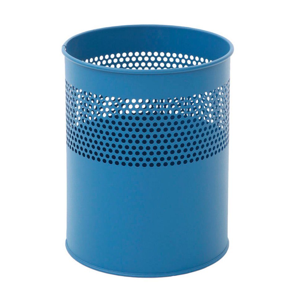 Blau aus PROREGAL® Metall, Papierkorb Runder 10L, Papierkorb Weiß halbperforierter
