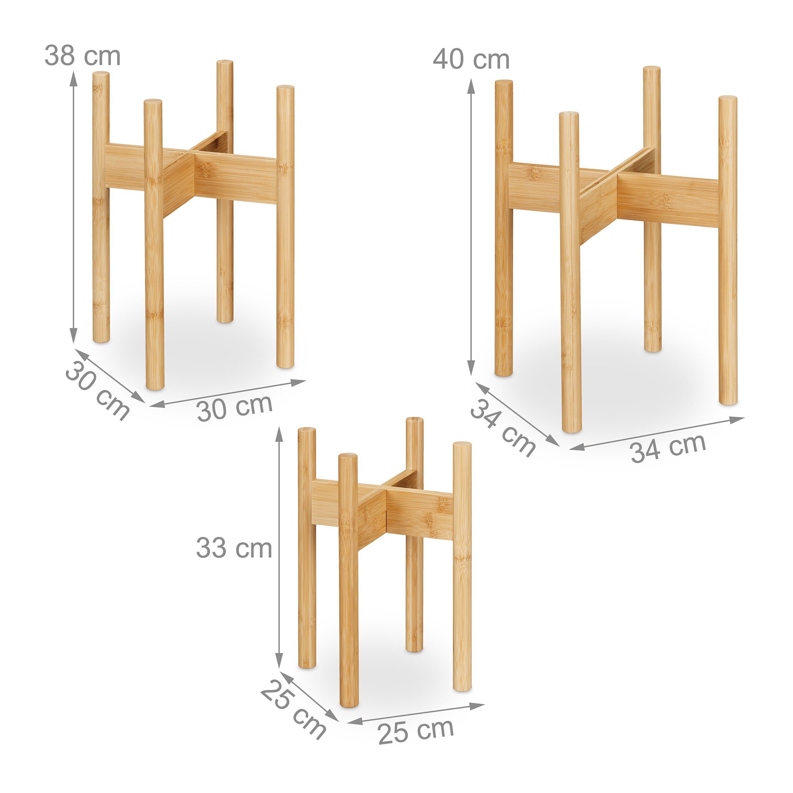 relaxdays Blumenständer Pflanzenständer im 3er Set (3er Set, 3 St), M / L / XL – Bild 4 von 5