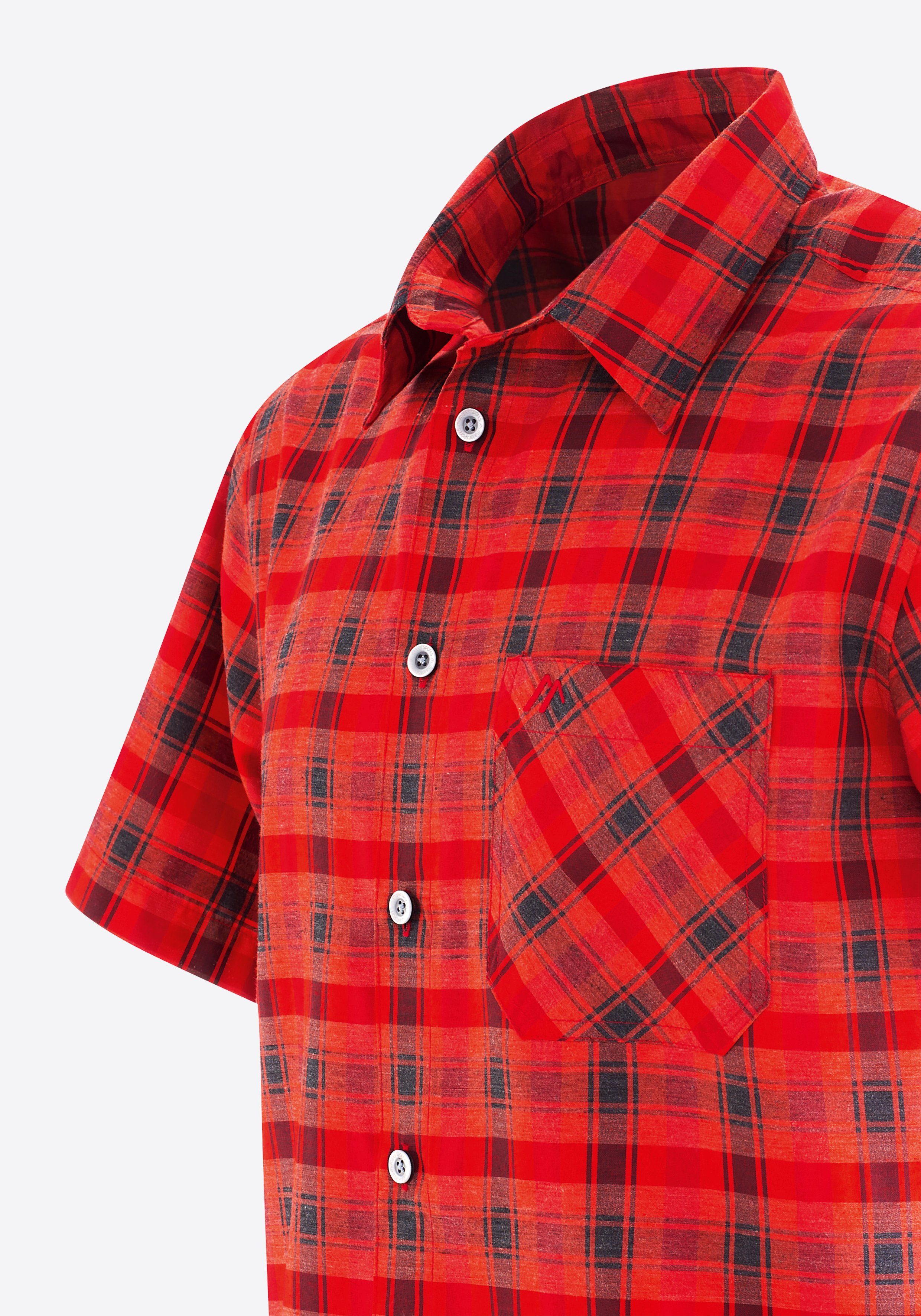 Maier Sports Funktionshemd Mauro Kariertes Kurzarm-Hemd für Wandern, Reisen und Freizeit