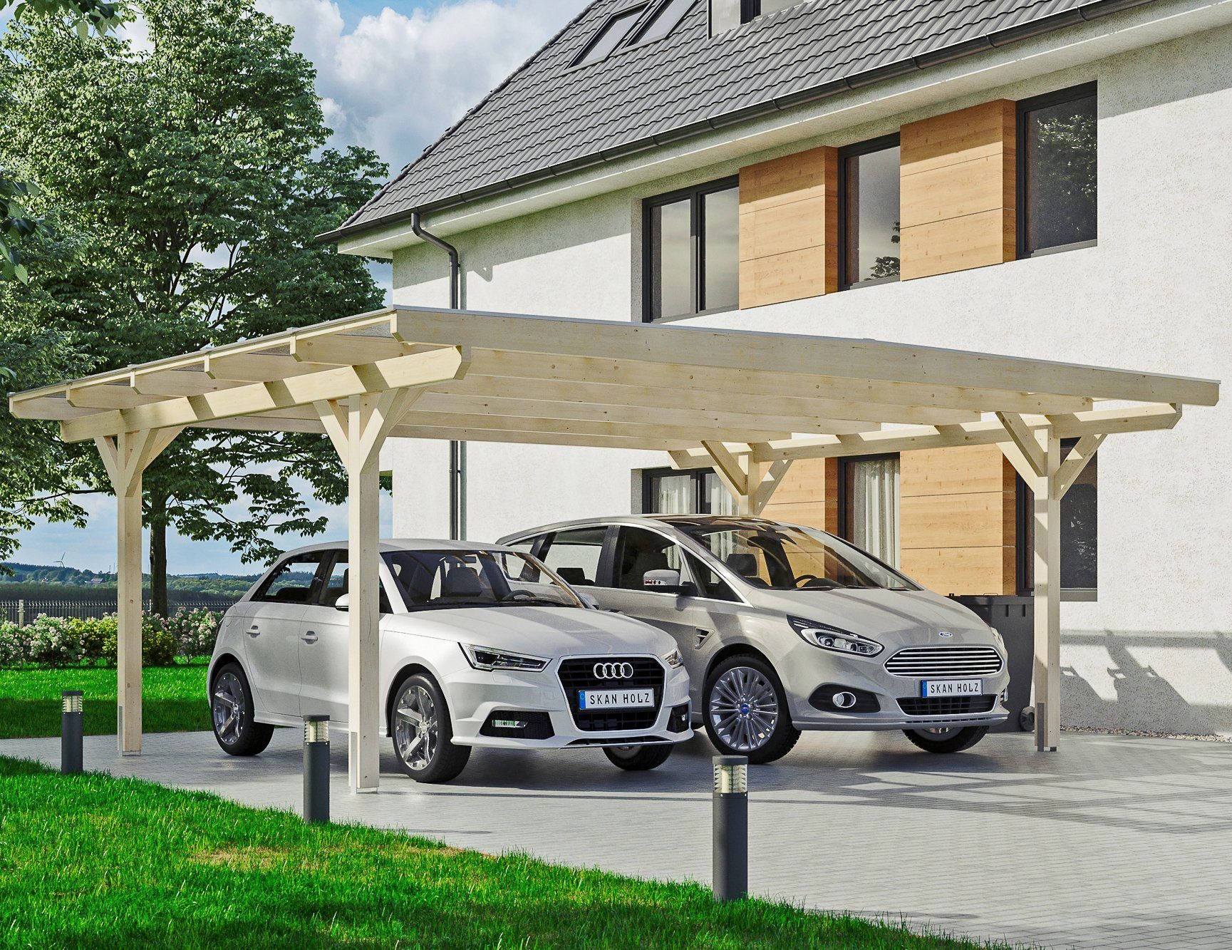 220 cm Doppelcarport Odenwald, 640x541 Skanholz cm, BxT: Einfahrtshöhe