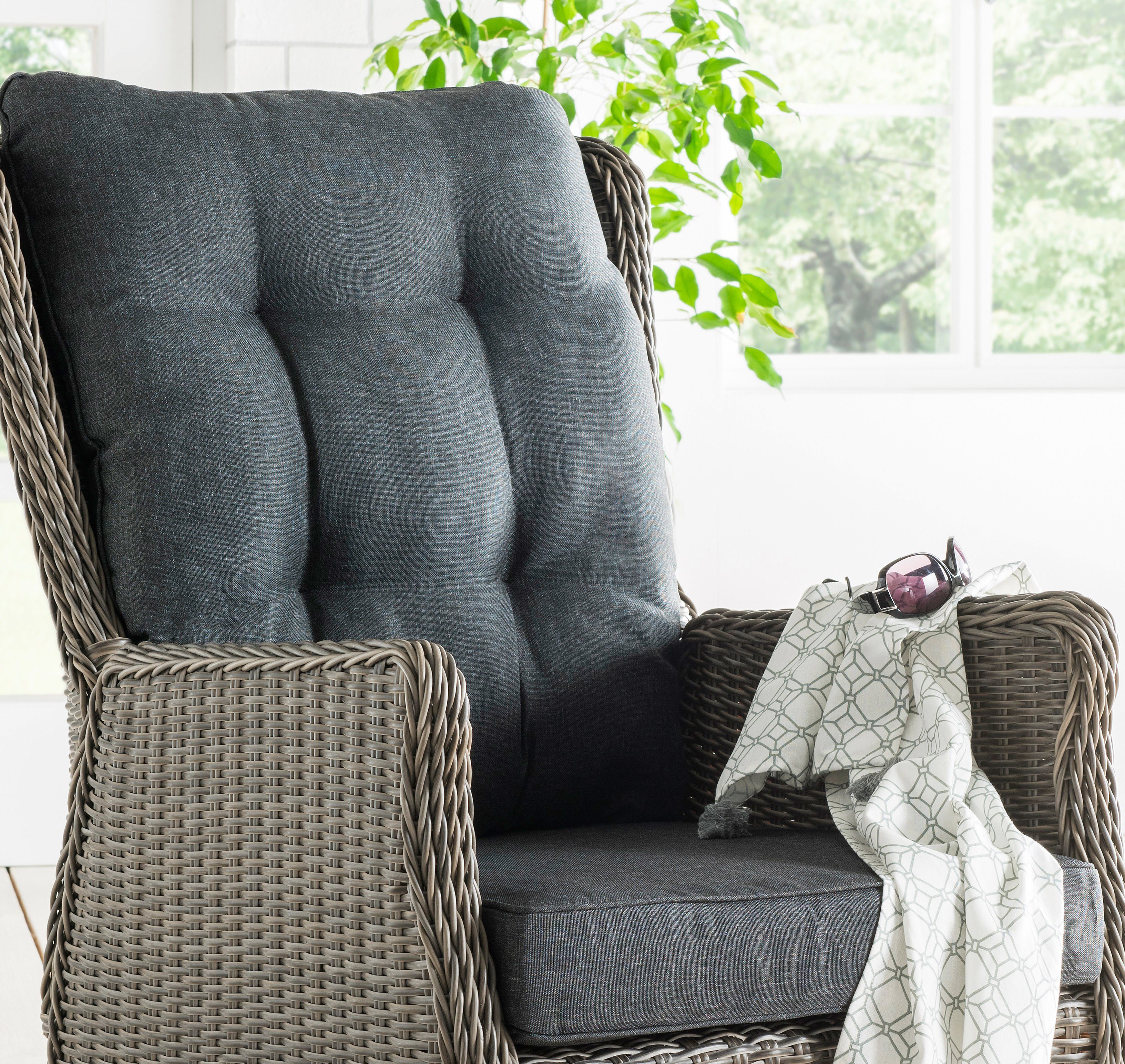 Destiny Gartenlounge-Set CASA RELAX CASA, (4-tlg., 1x Sessel, 1x Fußhocker, inkl. Auflagen), Aluminium, Polyrattan