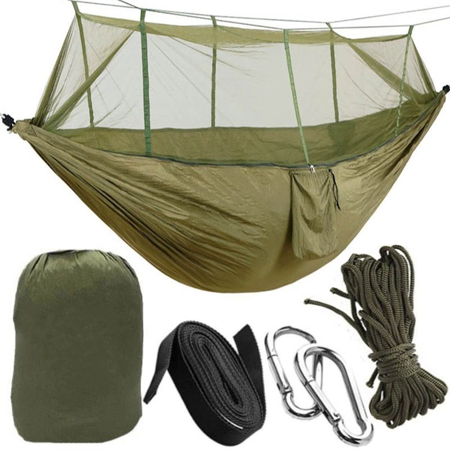 Retoo Hängematte Hängematte Zeltplane Camping Moskitonetz Outdoor Hammock Zelt Tasche (Packung, Hängematte, 2 Rieme, 2 solide Karabiner, Transportabdeckung), Maximale Belastung: 00 kg,Gesamtbreite: 140 cm,Gesamtlänge: 260 cm