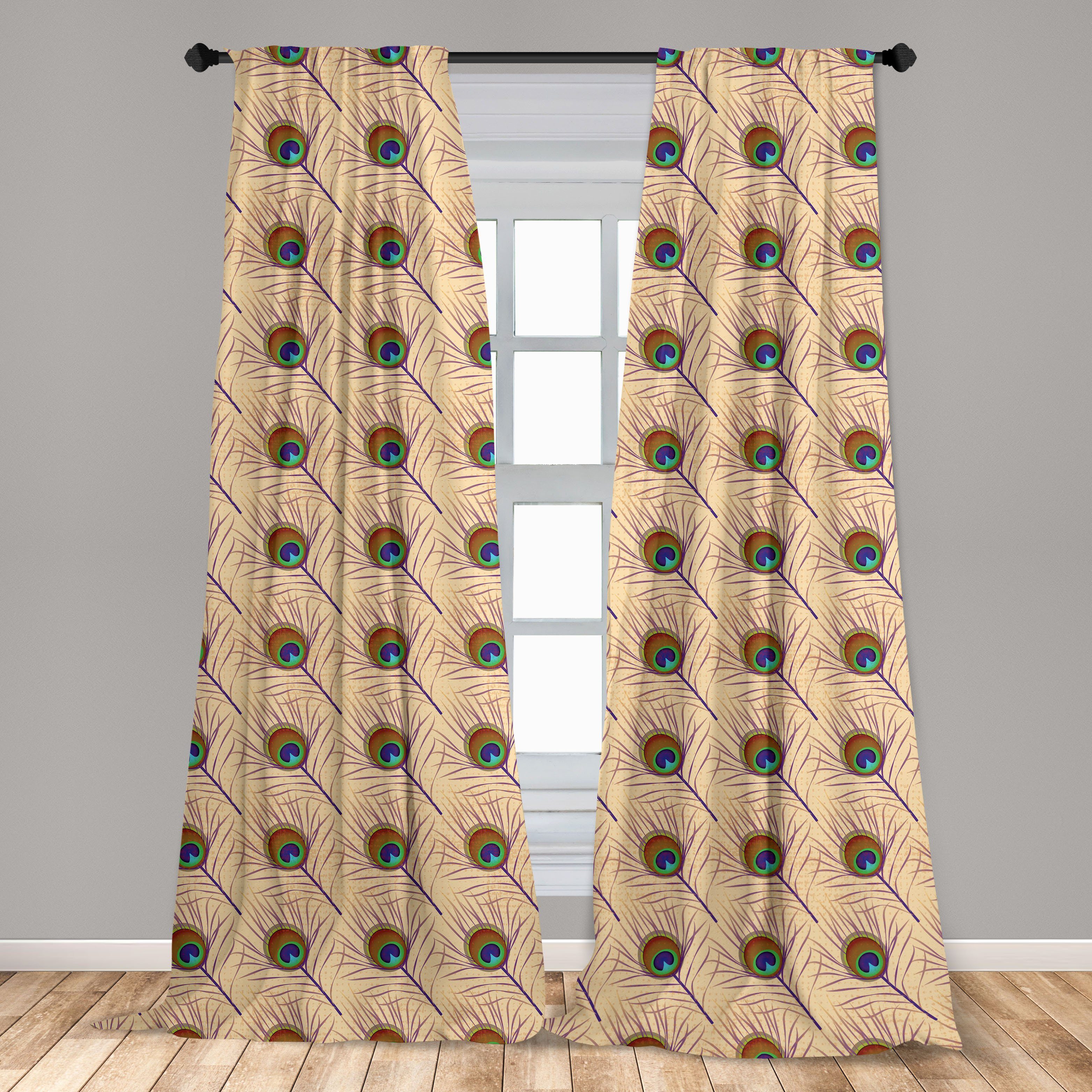 Style Schlafzimmer Diagonal Dekor, Abakuhaus, Fluff für Wohnzimmer Gardine Vorhang Feder Microfaser, Native