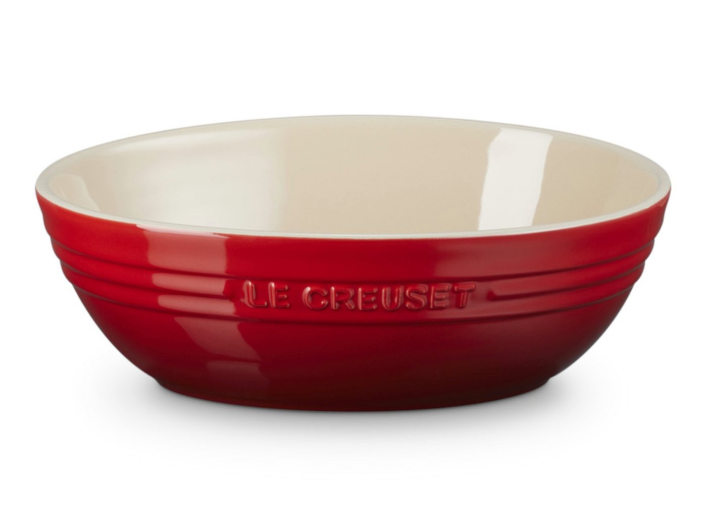 LE CREUSET Servierschale Servierschale rund kirschrot 3,2l, Steinzeug, (Servierschalen)