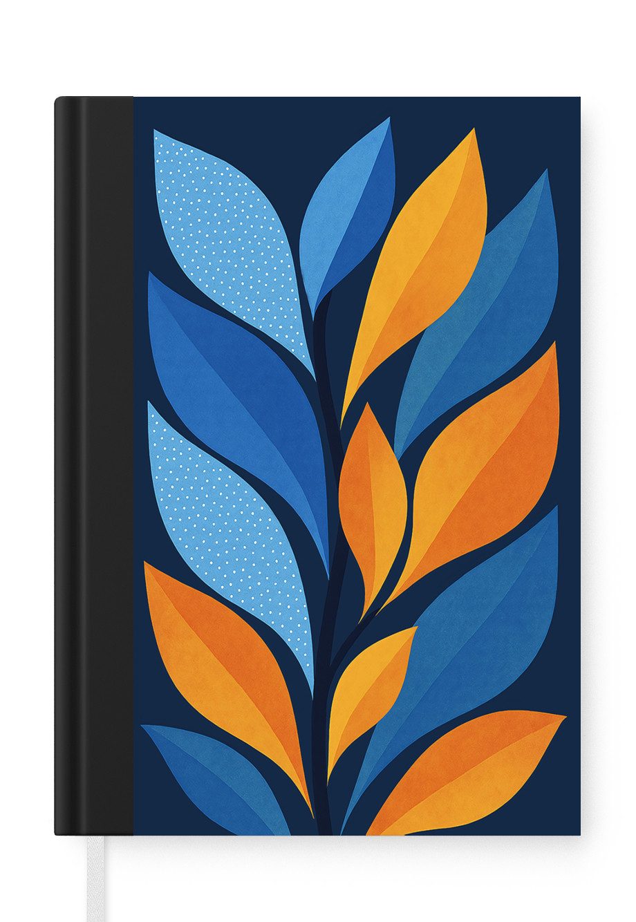 MuchoWow Notizbuch Abstrakt - Blätter - Blau, Notebook, Notizblock a5, Tagebuch, Journal Liniert