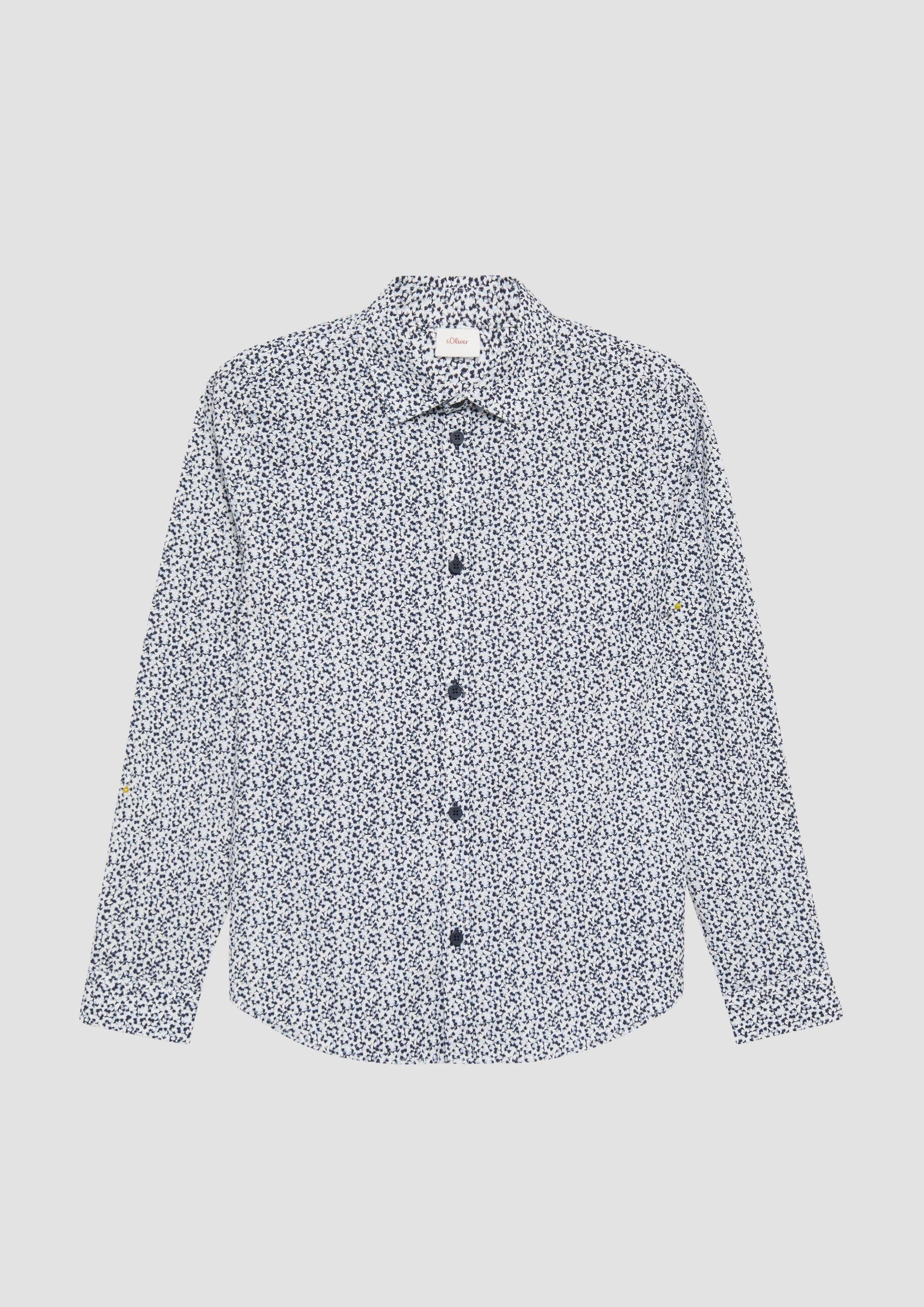 s.Oliver Langarmhemd Hemd Slim Fit: Gemustertes Hemd mit Kontrastknöpfen