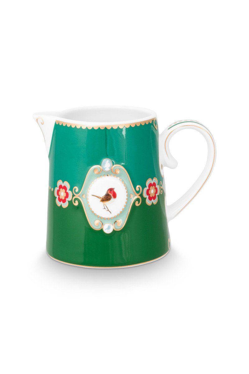 PiP Studio Kanne Love Birds Medallion Krug grün 270ml, Jug Small Love Birds Medallion Emerald-Green 270ml