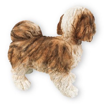 colourliving Tierfigur Hunde Figur Shih Tzu Welpe stehend Tierfigur 23 cm, handbemalt, mit Filzplättchen, realistische Darstellung