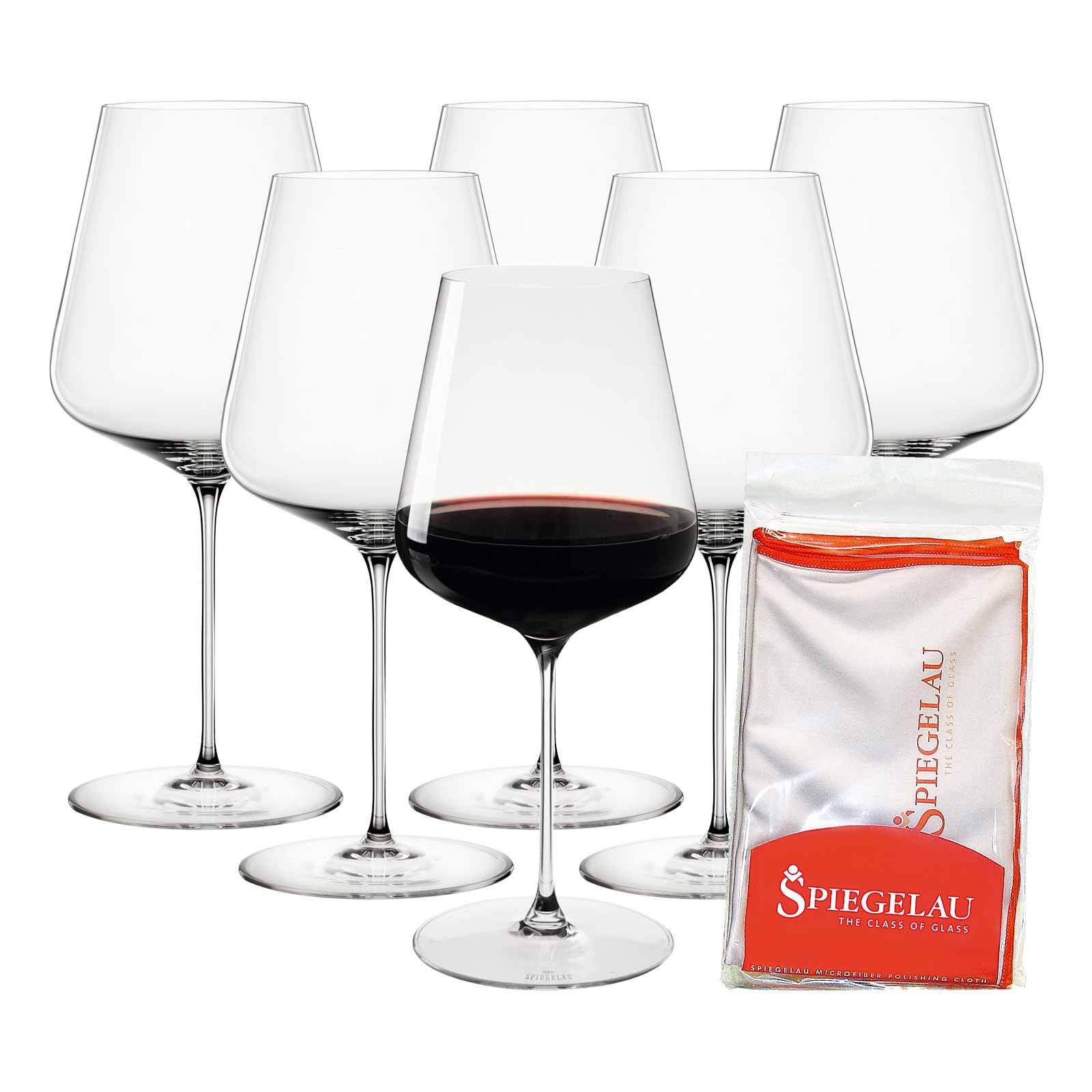 SPIEGELAU Rotweinglas Definition Bordeauxgläser + Poliertuch 750 ml, 6-tlg., Glas