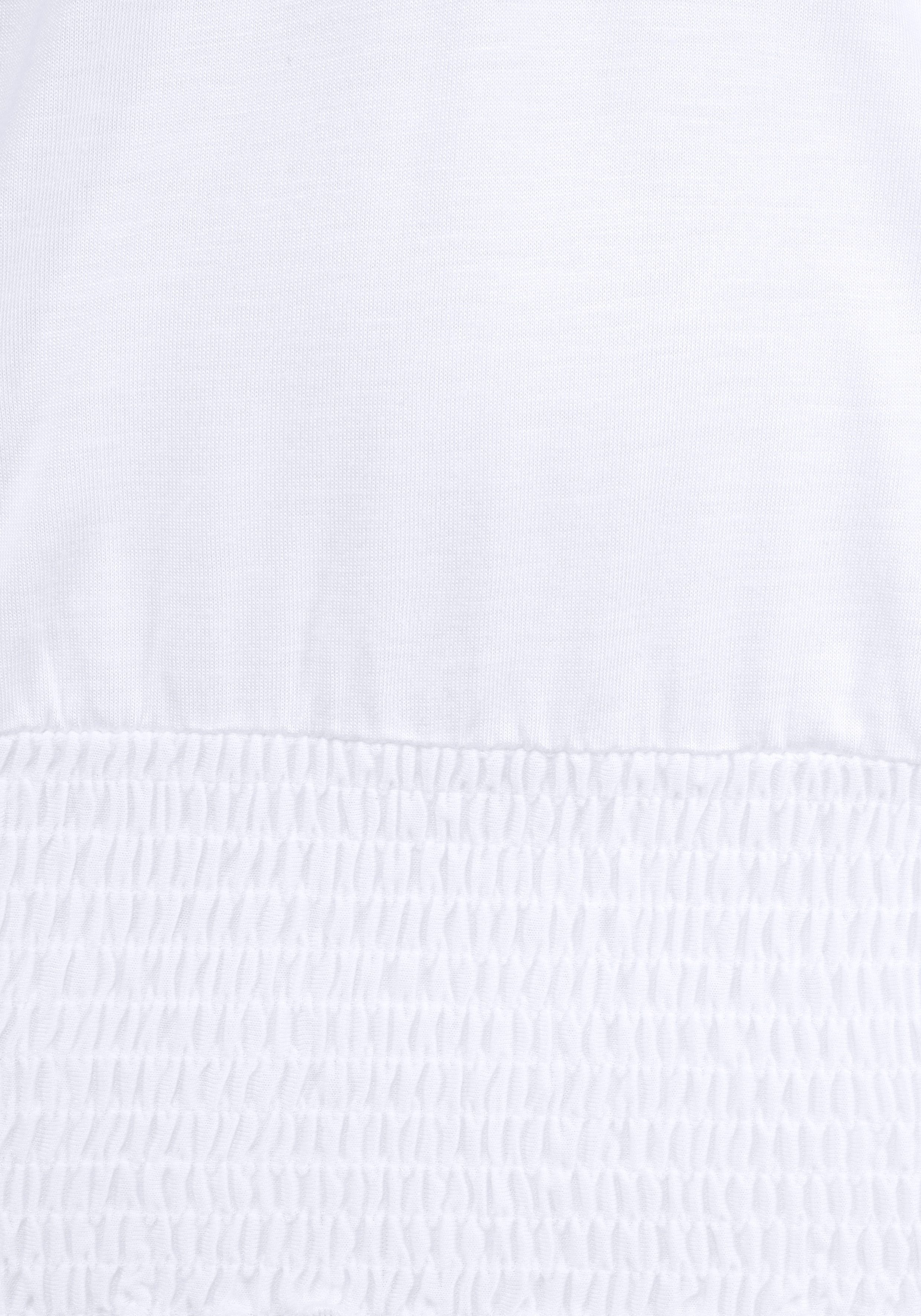 LASCANA Carmenshirt mit 3/4-Ärmeln, Blusenshirt mit Bindeband und Gummizug