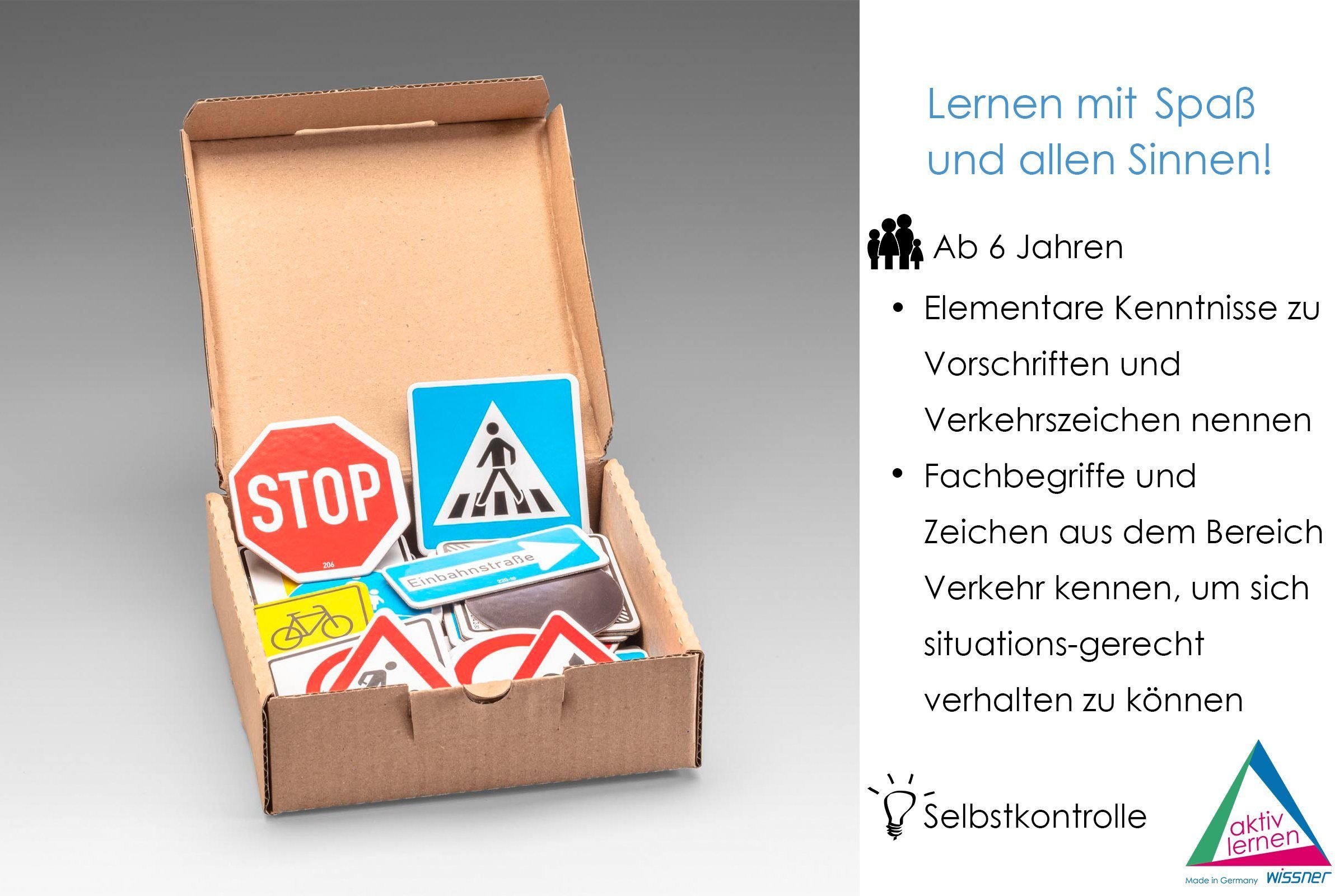 Wissner® aktiv lernen Lernspielzeug Verkehrszeichensatz magnetisch (64 Teile), Verkehrsschilder lernen, MAG-Pap°