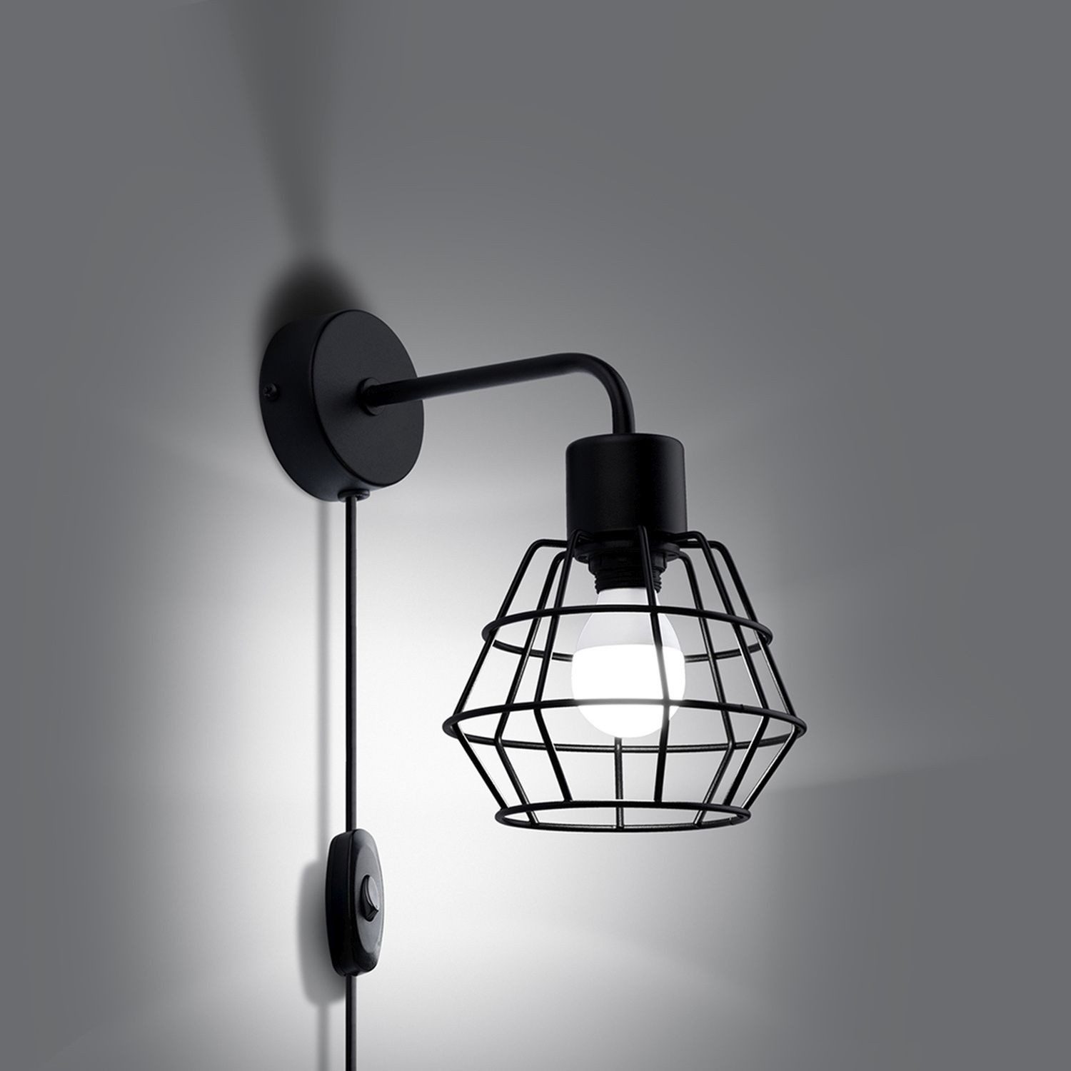 Licht-Erlebnisse Wandleuchte FABIO, ohne Leuchtmittel, E14 23 cm hoch Industrial Design Frame Schirm