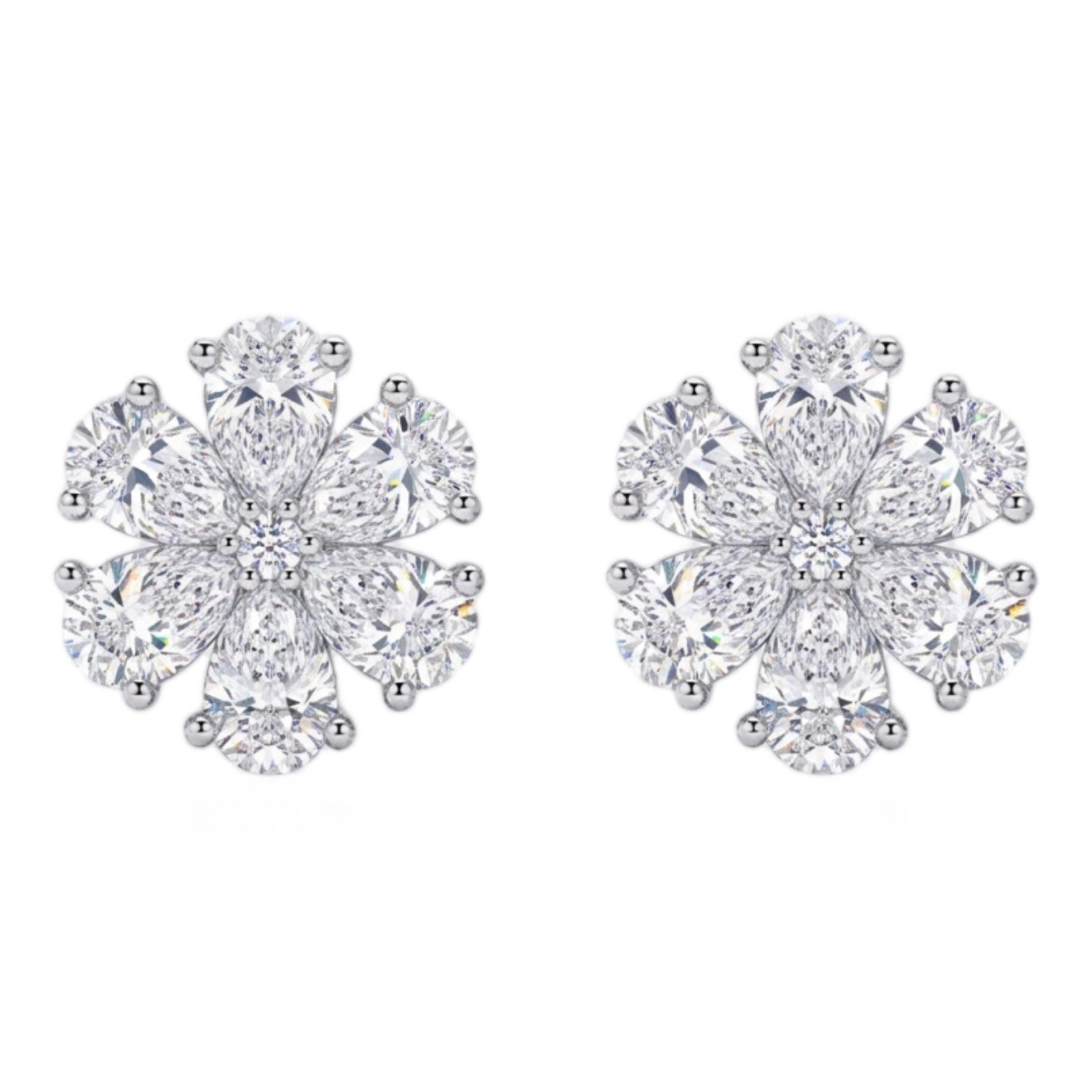 Jumpeak Paar Ohrstecker Diamantohrstecker, Damen-Ohrstecker aus 585er Gold/Weißgold/Echtgold, Ohrstecker mit Schneeflocken/Blumen-Motiv, Geschenk für Damen