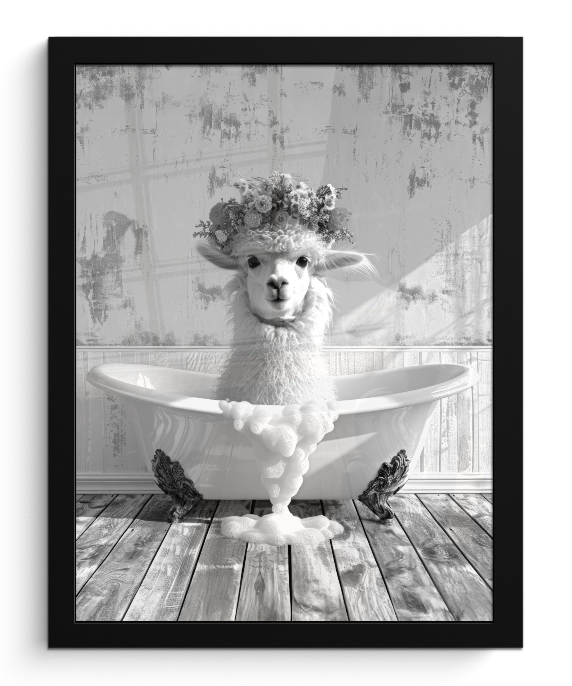 MuchoWow Poster Alpaka - Blumen - günstig online kaufen
