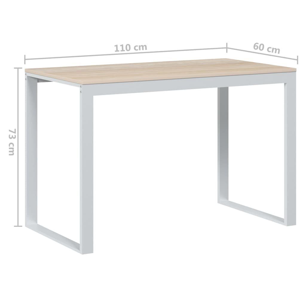 Computertisch und Schreibtisch Eiche-Optik Weiß furnicato Holzwerkstoff 110x60x73 cm