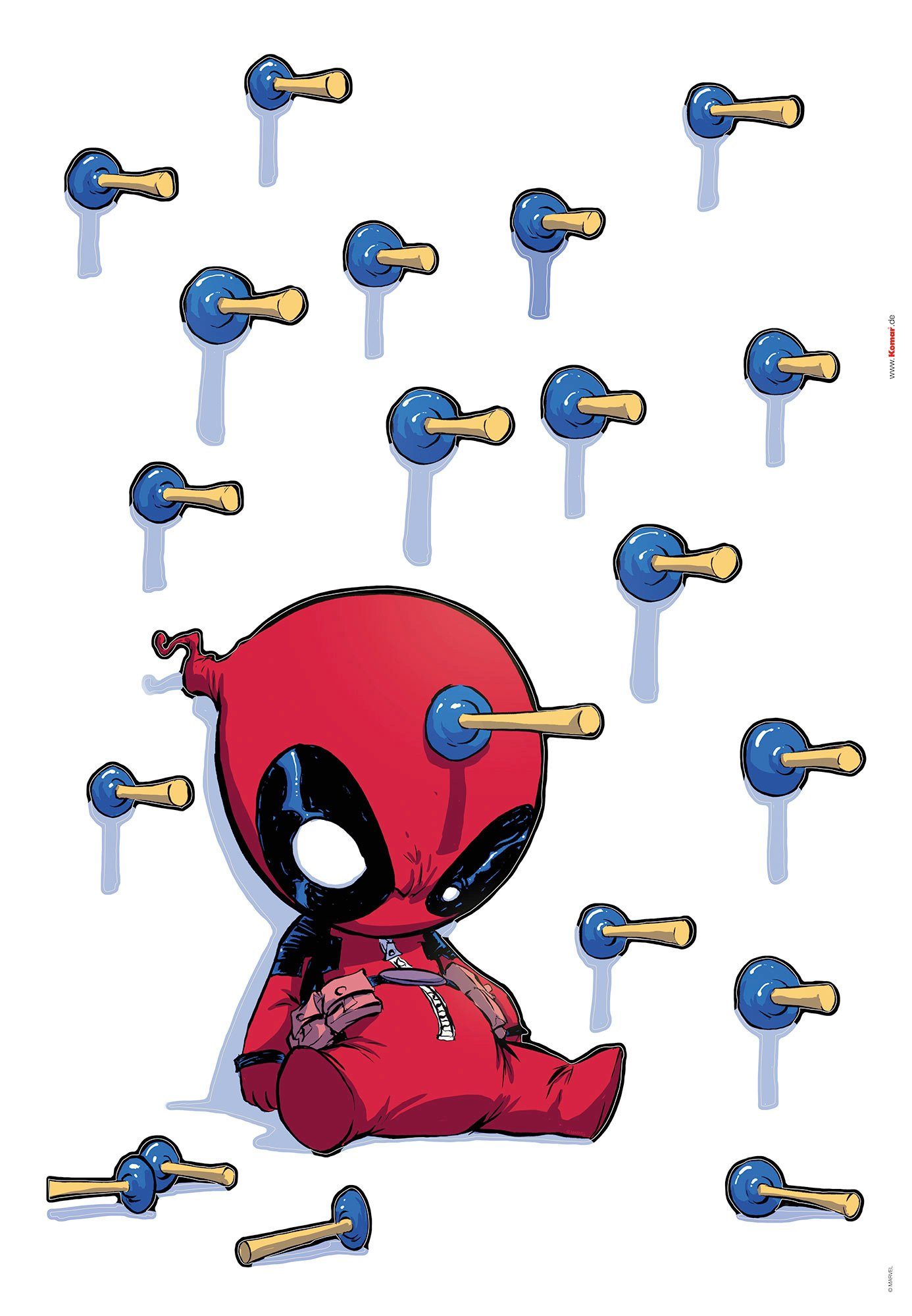 Komar Wandtattoo Deadpool Shootout - Größe 50 x 70 cm (19 St), selbstklebend, Wandsticker, Kinderzimmer