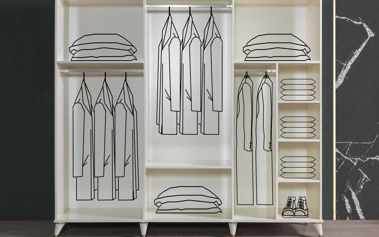 Xlmoebel Kleiderschrank Designer Holzschrank mit Glasfront in Weiß für das Schlafzimmer (1-St., Kleiderschrank) Hergestellt in Europa