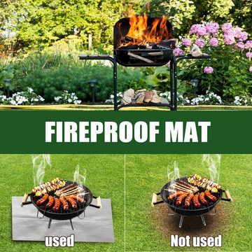 Silberstern Dämmunterlage Outdoor-Rasengrillmatte, feuerfeste Matte, Bodenmatte, zwei Größen, Geeignet für Barbecue-Grills, Holzkohlegrills und Elektrogrills