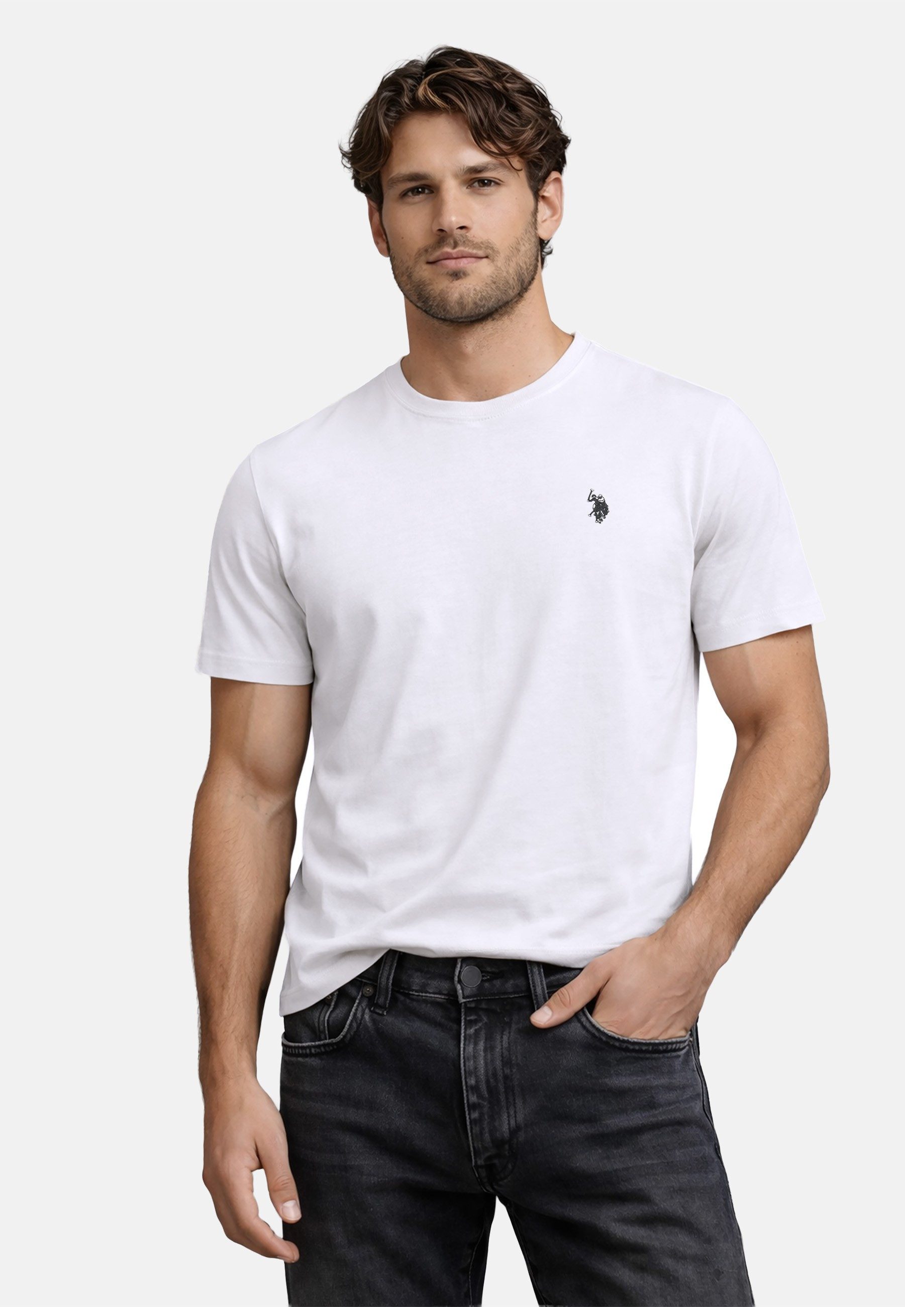 U.S. Polo Assn. T-Shirt USCaaleb – Herren Basic mit Rundhalsausschnitt 100 % Baumwolle mit weicher Haptik und leichtem Tragegefühl