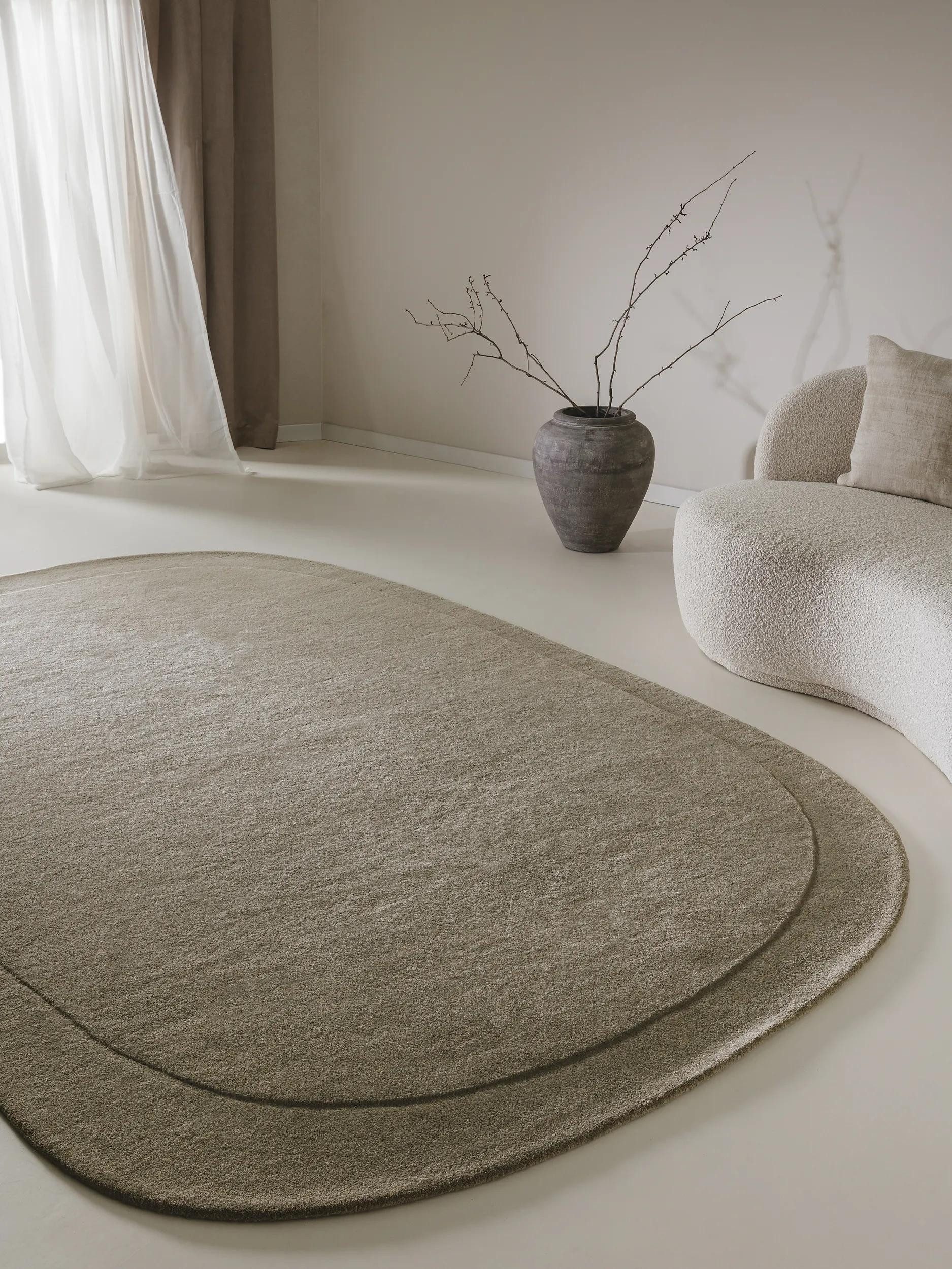 benuta Wollteppich Shape, Sonderform, Höhe: 6 mm, Kunstfaser, Berber, Ethno-Style, Wohnzimmer