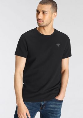 Bruno Banani T-Shirt leicht gerippt mit Metall-Badge