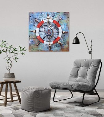 KUNSTLOFT Metallbild Story of the Sailor 60x60 cm, handgefertiges Wandrelief 3D