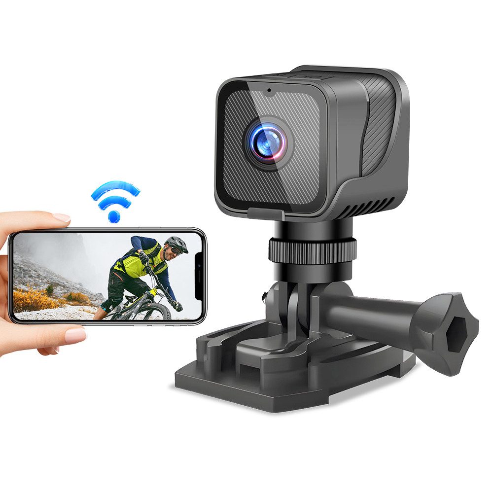 PODOFO Überwachungskamera 4K Mini Kamera, WIFI Tragbar Bewegungserkennung, Weitwinkel, TF-Karten
