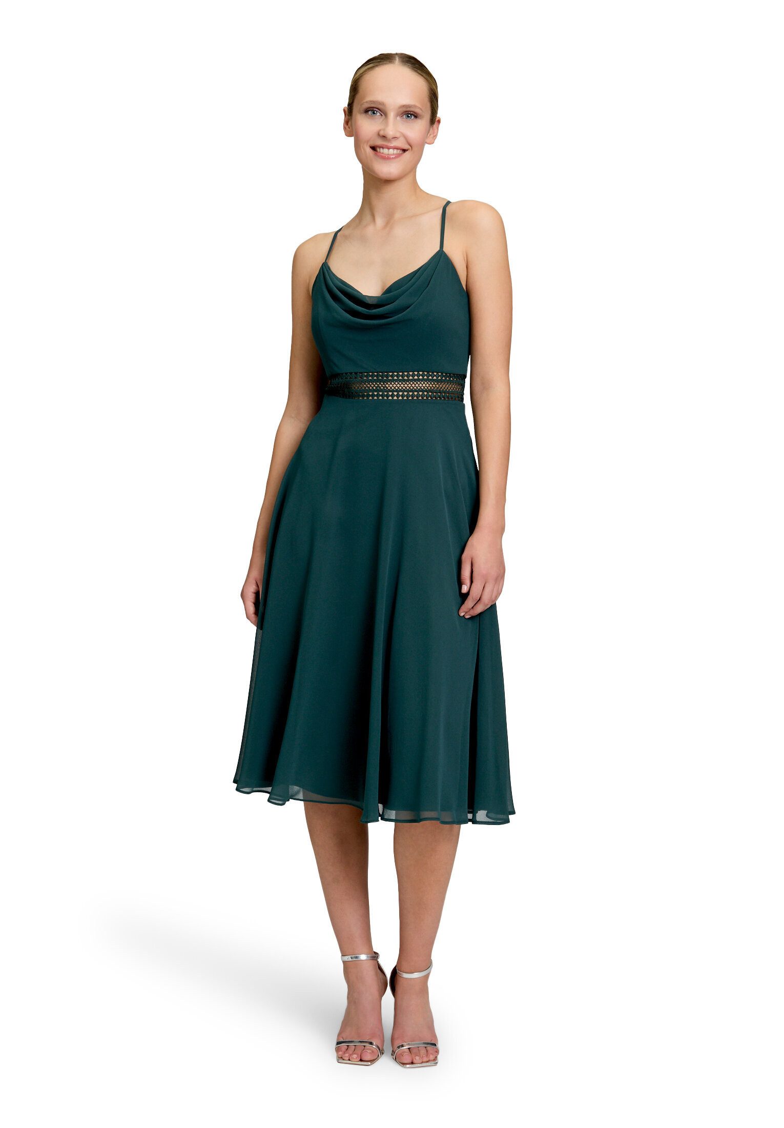 Vera Mont Cocktailkleid Damen mit Wasserfallausschnitt Stickerei