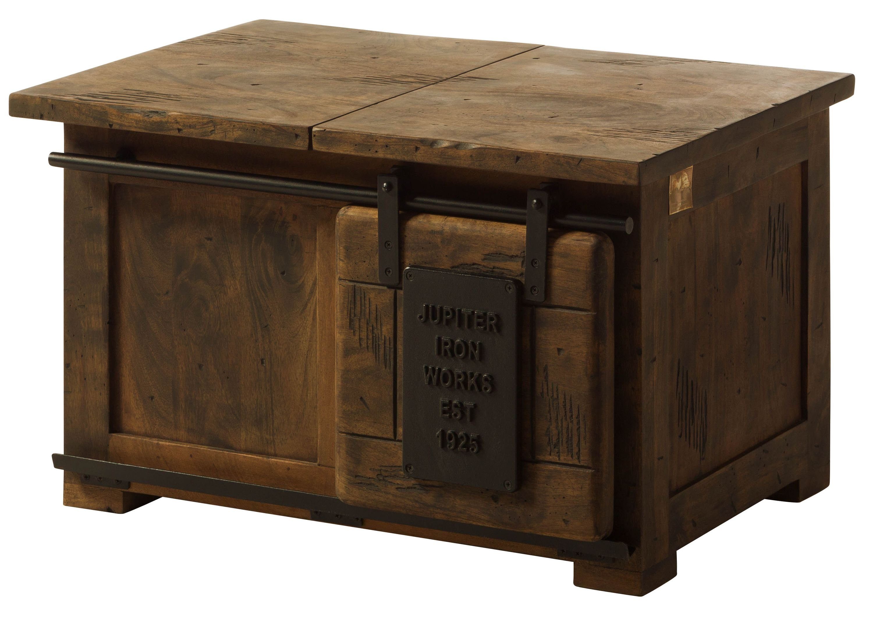 Massivmoebel24 Truhe RAILWAY (Truhe Mango 76x51x46 braun lackiert RAILWAY #434), Truhe Mango 76x51x46 braun lackiert RAILWAY #434