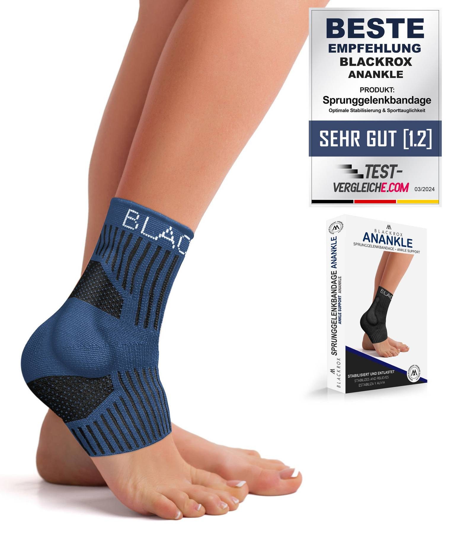 BLACKROX Sprunggelenkbandage [Vergleichssieger 2025] Gr. S-L, Für Damen & Herren, ANANKLE