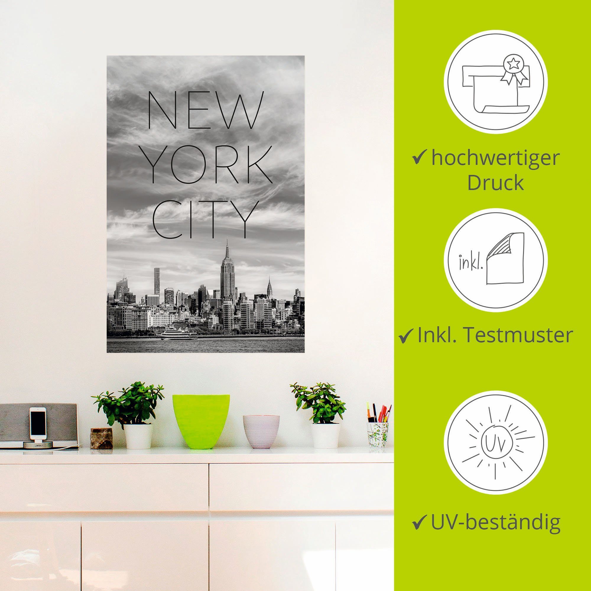 New versch. Leinwandbild, St), oder NYC in Wandaufkleber Alubild, (1 Wandbild Artland Midtown York Größen Poster Manhattan, als