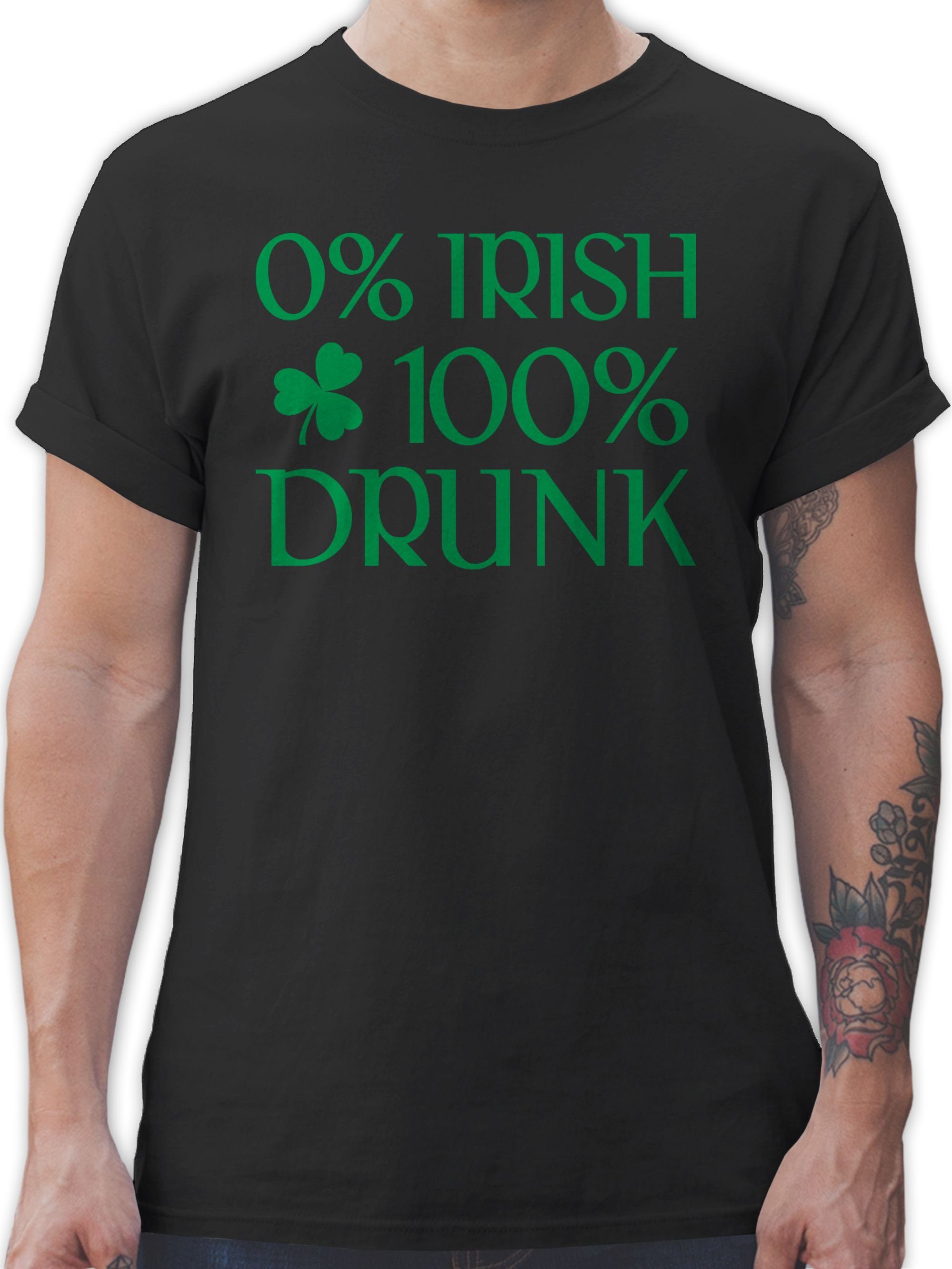 Shirtracer T-Shirt 0% Irish 100% Drunk St Patricks Day St. Patricks Day 1 Schwarz