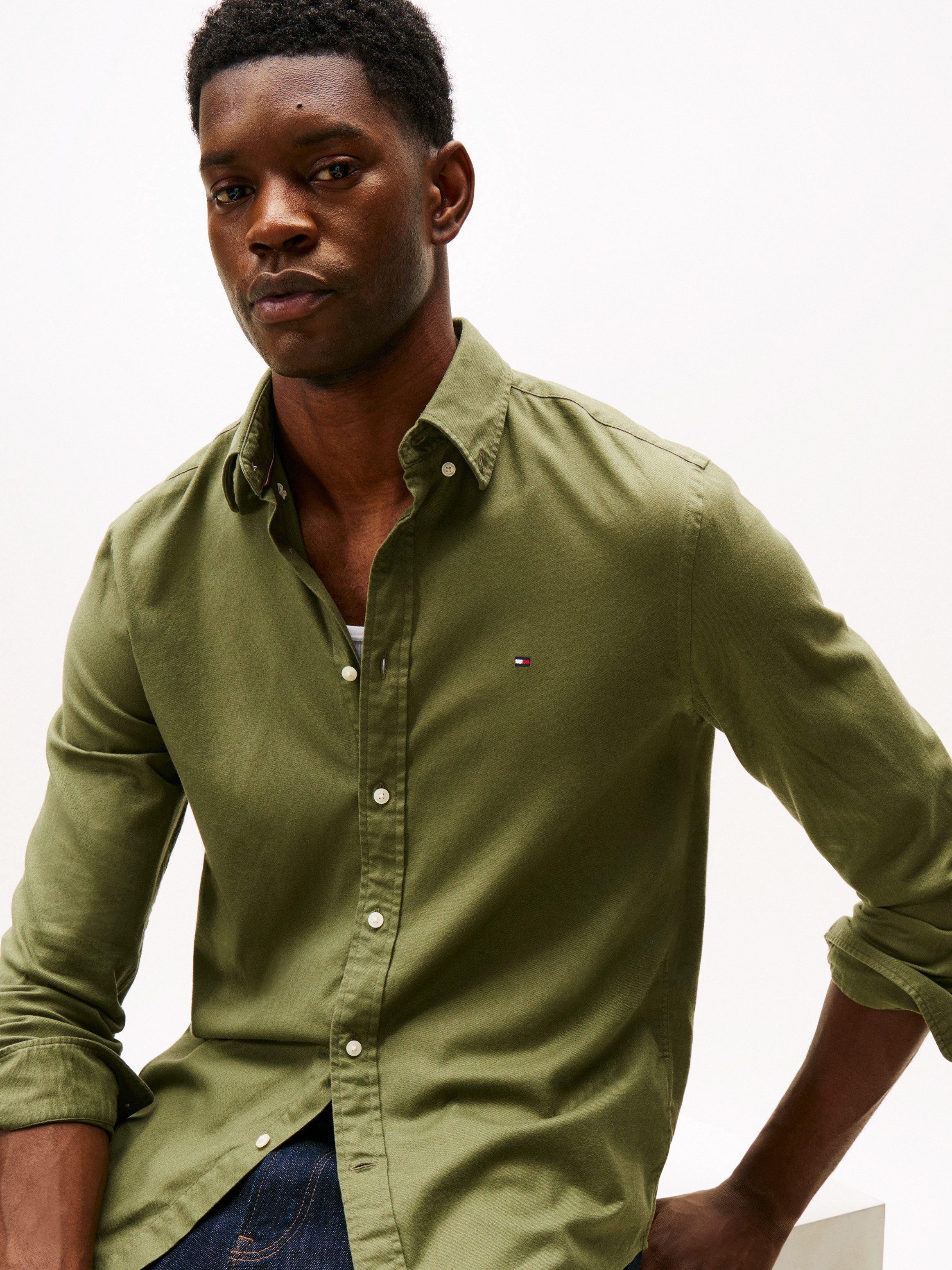 Tommy Hilfiger Langarmhemd FLEX FLANNEL SOLID günstig online kaufen