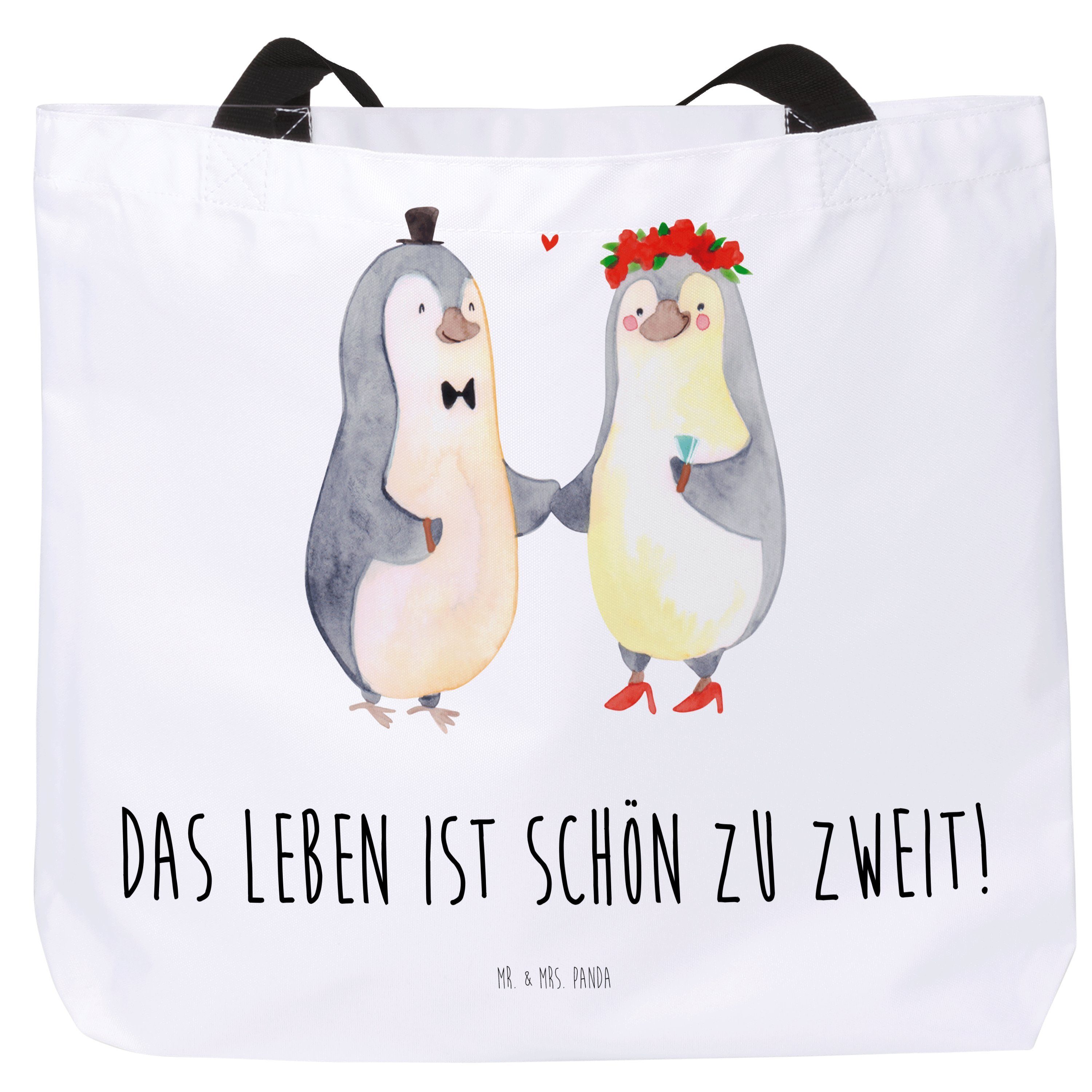Mr. & Mrs. Panda Shopper Pinguin Heirat - Weiß - Geschenk, Alltagstasche, Paar, Ehemann, Einka (1-tlg)
