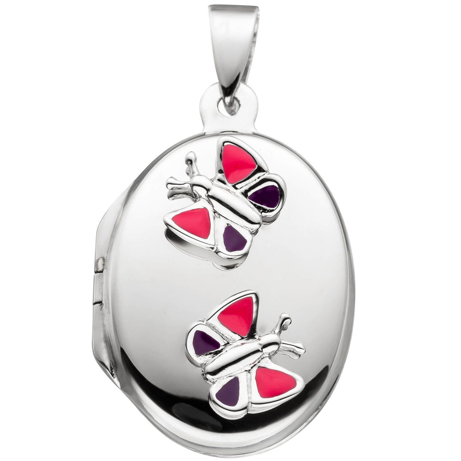 Krone oval mit Schmetterling Medaillon Öffnen Silberkette Schmuck Fotos zum Halskette 925 2 Silber 42cm