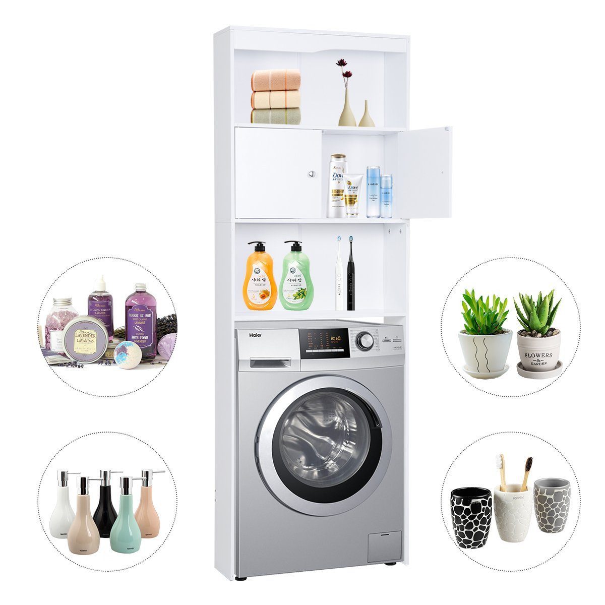 Happy Home Hochschrank Badschrank Waschmaschinenschrank Waschmaschinen-Überbauschrank