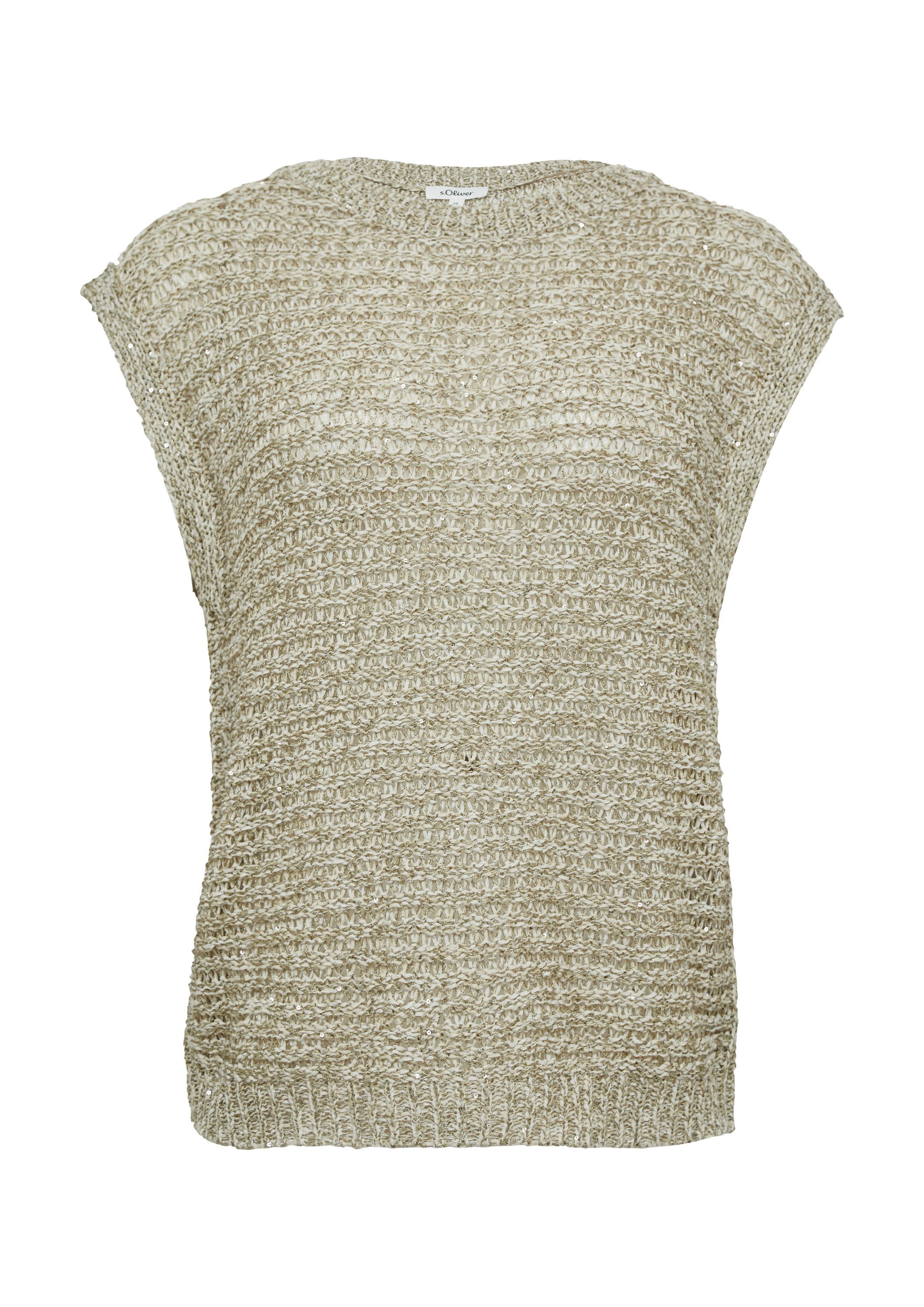 s.Oliver Kurzarmpullover Strickpullover Relaxed-Fit-Pullunder aus Ajourstri günstig online kaufen
