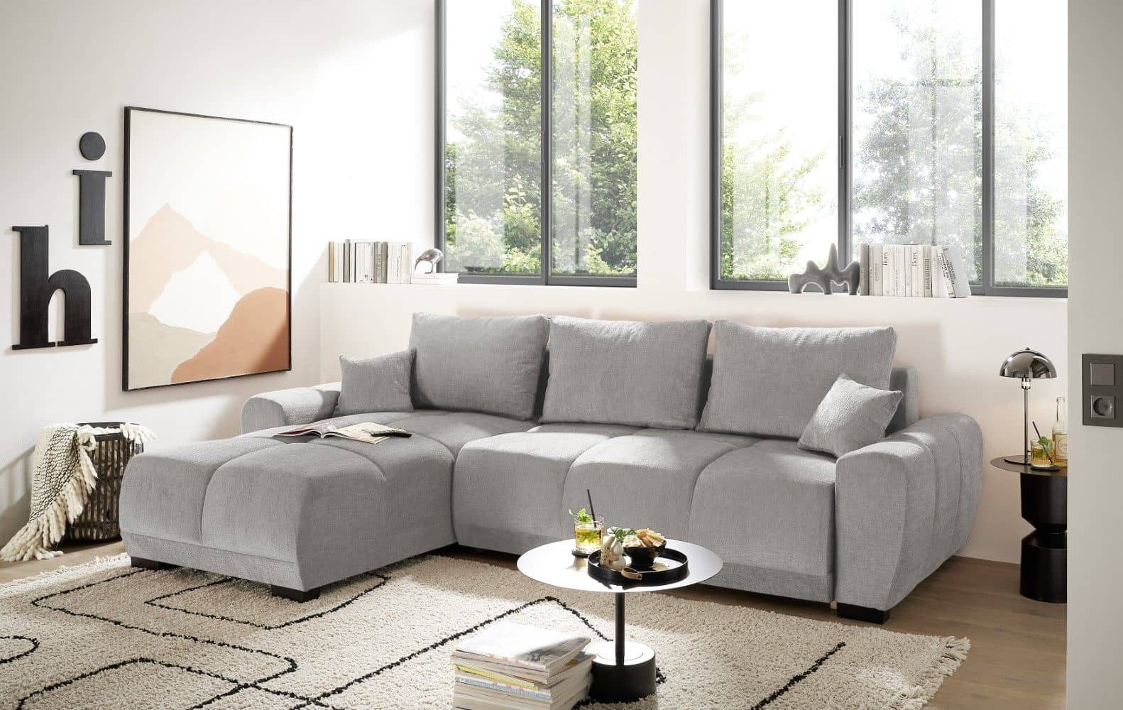 ED EXCITING DESIGN Ecksofa Dexter, mit Schlaffunktion, Bettkasten, beidseitig montierbar
