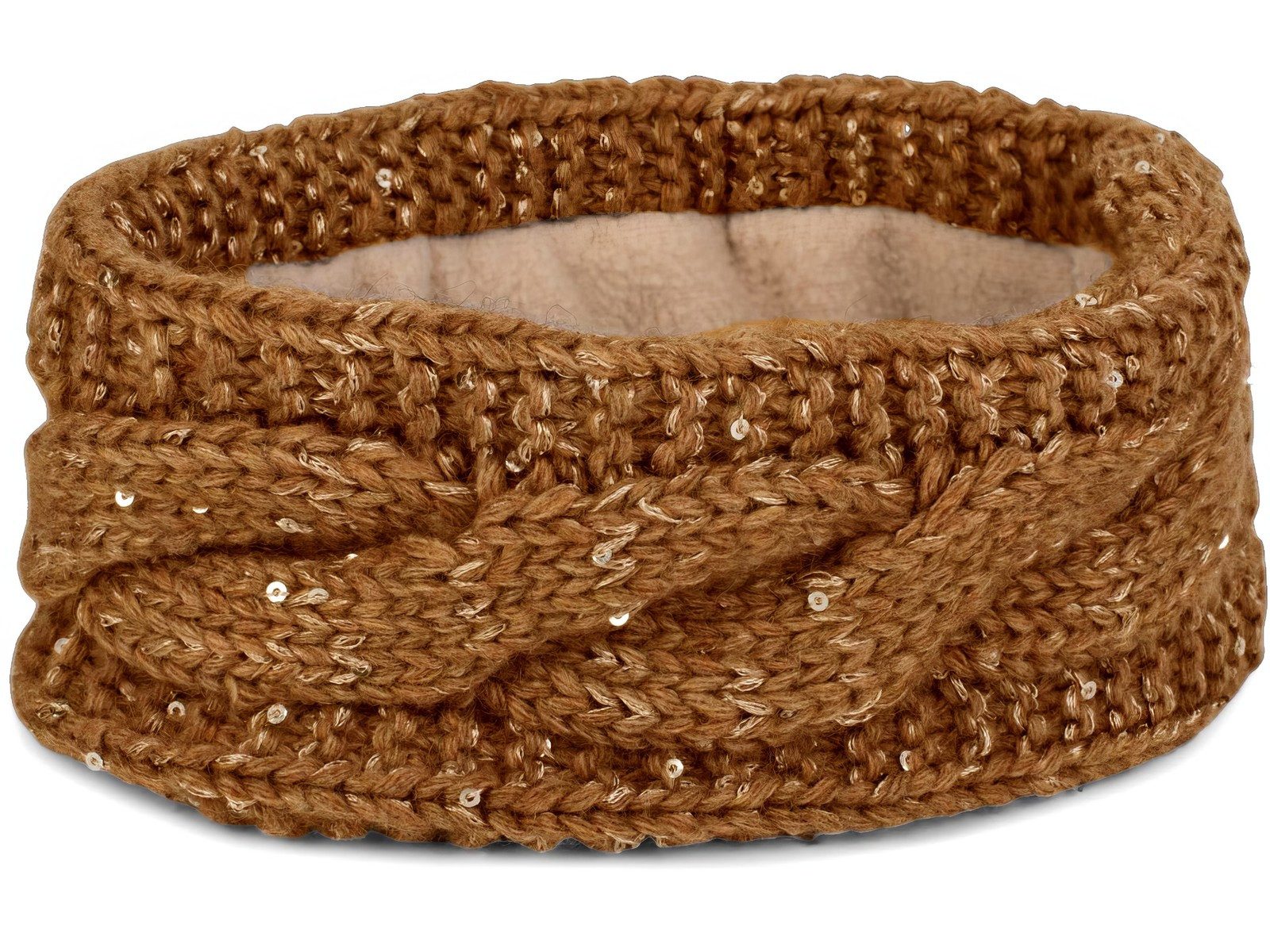 Stirnband Grobstrick Stirnband mit Pailletten