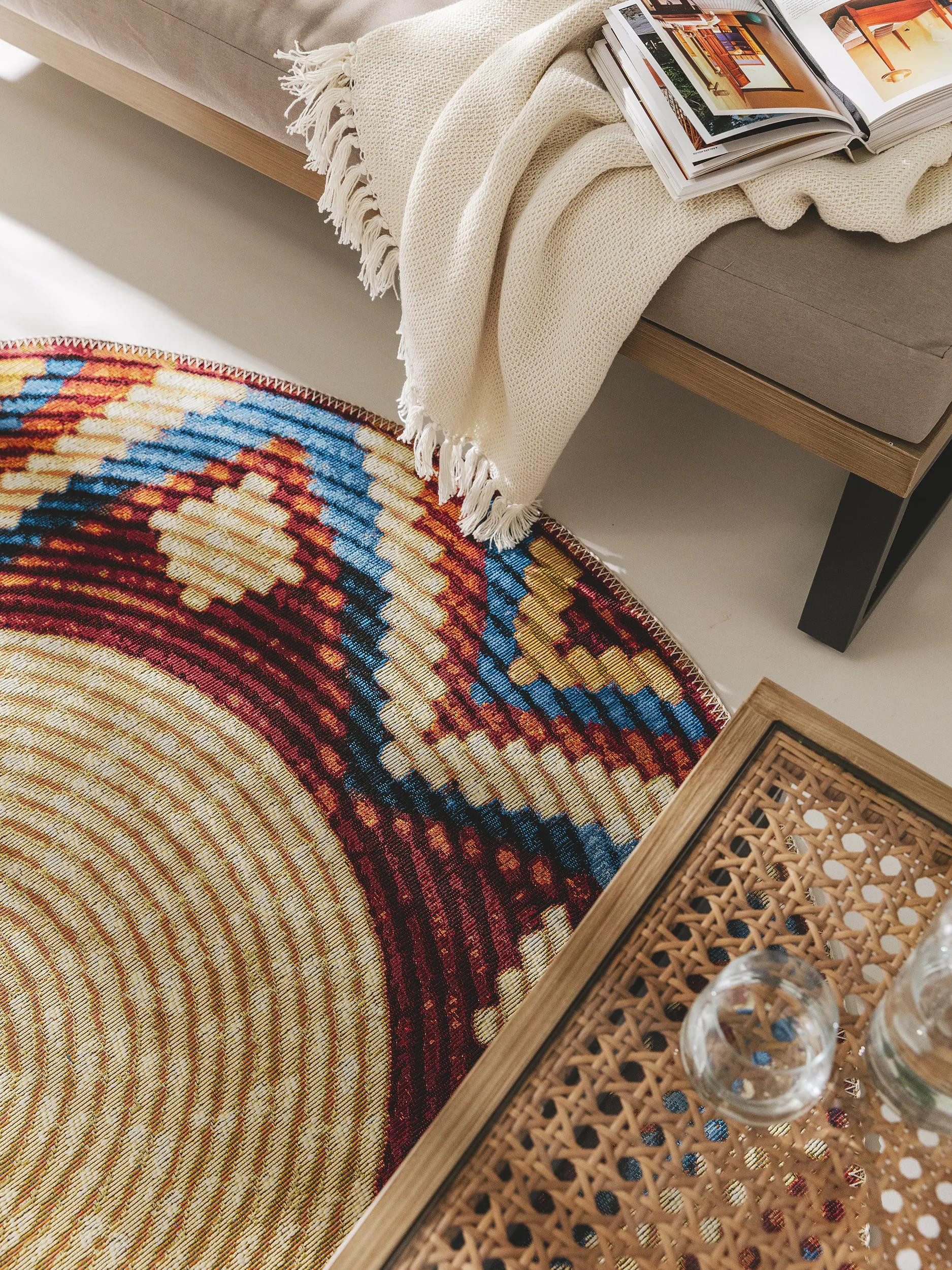 benuta Outdoorteppich Kenya, rund, Höhe: 5 mm, Kunstfaser, Berber, Ethno-Style, Wohnzimmer