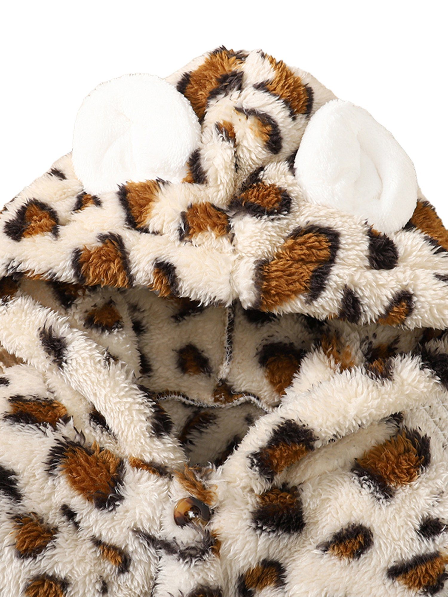 Baby mit Plüschjacke mit Leopardenmuster Plüsch (1-tlg) fit, Mantel Warme LAPA Regular Langarmjacke Kapuze Mädchen Kapuzenpullover Knopfverschluss