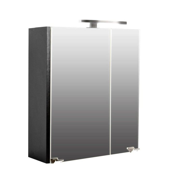 Posseik Möbel Badezimmerspiegelschrank Homeline 60 cm mit LED Lampe - anthrazit seidenglanz