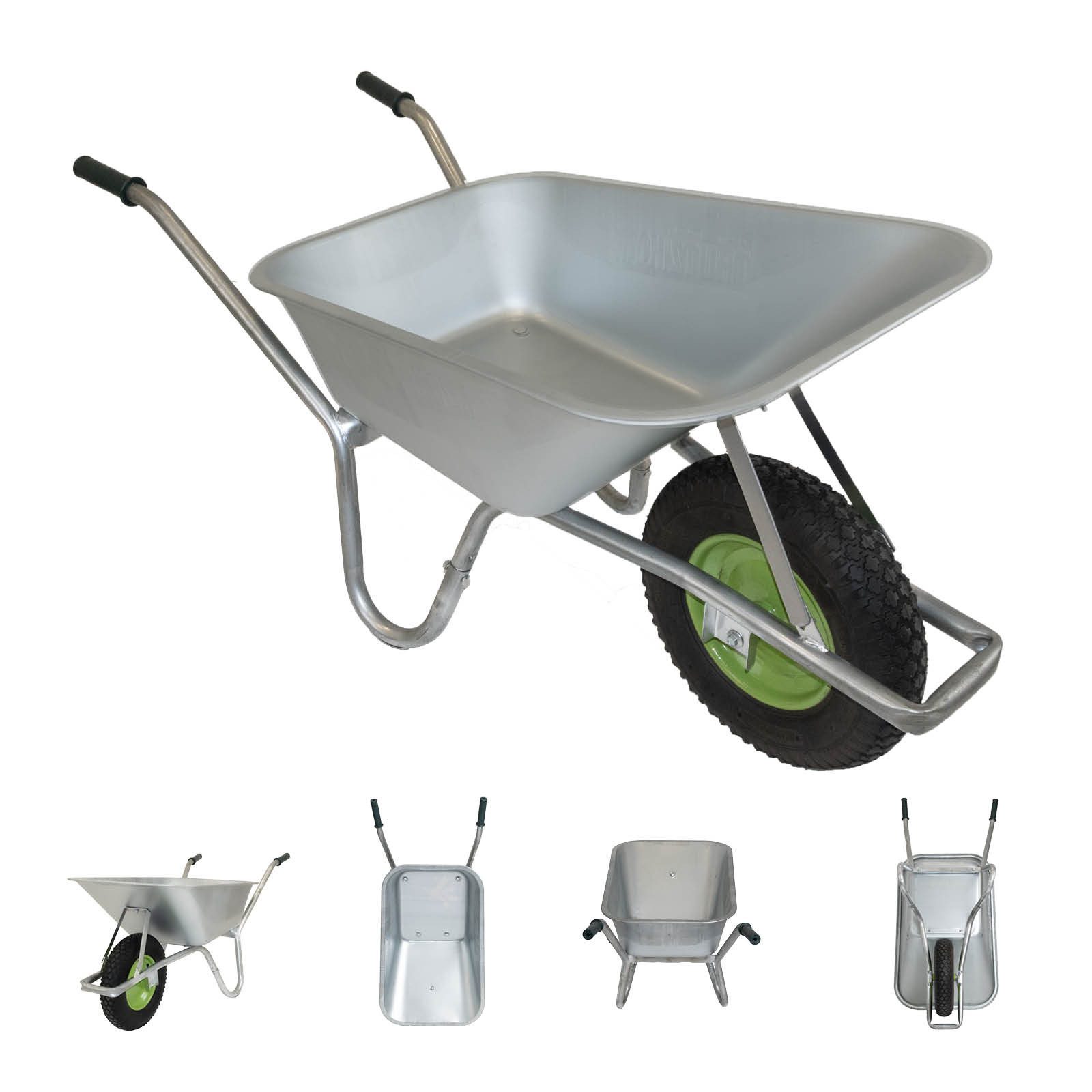 TRUTZHOLM Schubkarre 100Lverzinkter Stahl 250kg Luftrad auf Stahlfelge Bauschubkarre