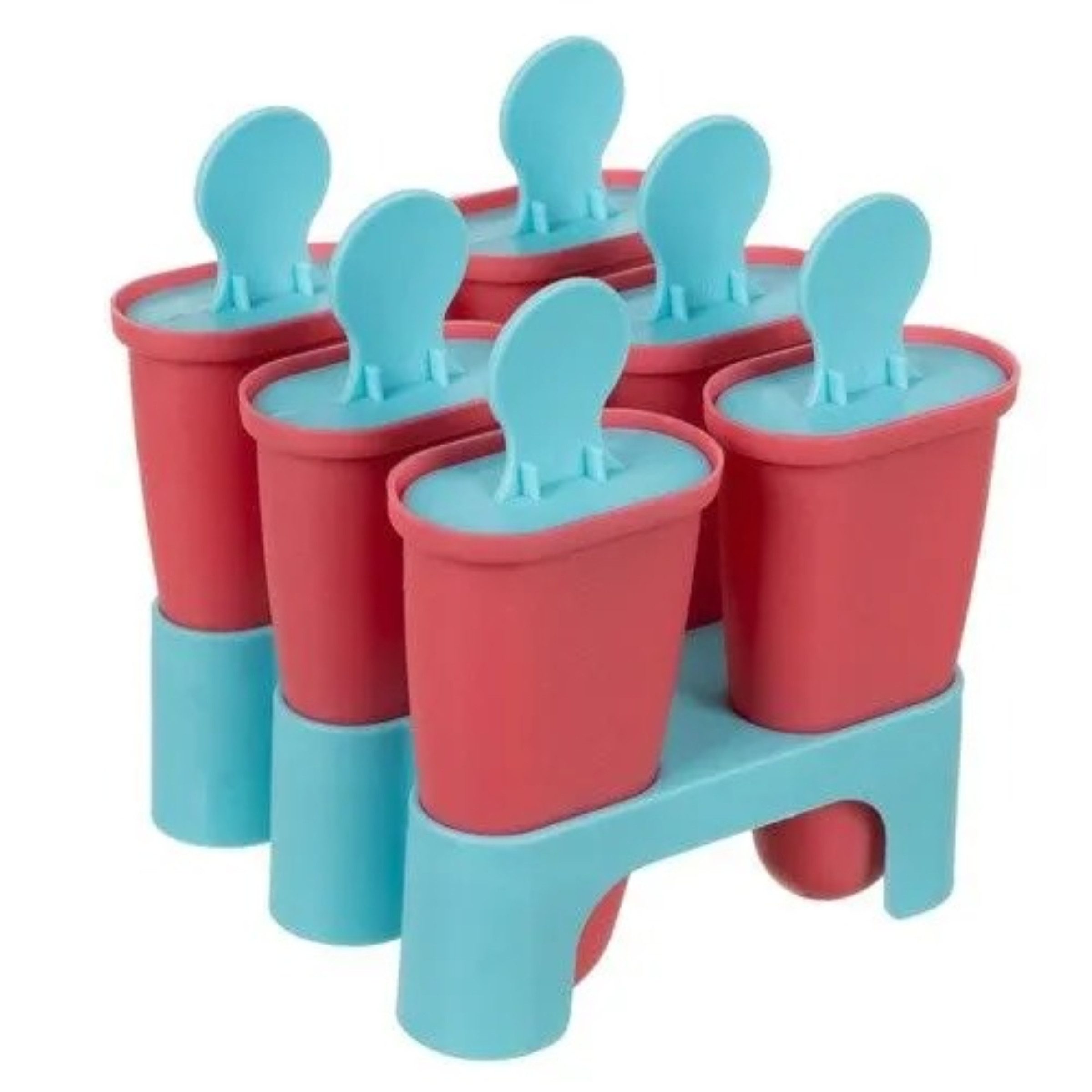 Ruhhy Eisform Eisform Eisformen Set 6er Eis am Stiel Form BPA-frei mit Halterung, (Eisbereiter Set wiederverwendbar aus PP Kunststoff für Gefrierschrank 13-tlg), Bruchfeste Eis am Stiel Formen 6er Set mit Deckel und Standfuß 13tlg