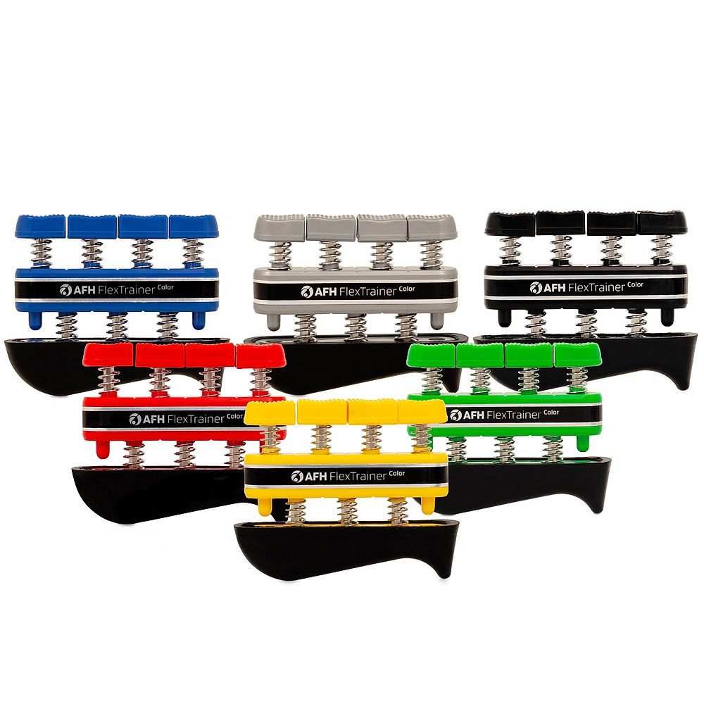 AFH Webshop Handmuskeltrainer Fingertrainer-Set Color mit Aufbewahrungsdisplay, Individuelles Training durch 6 Stärken