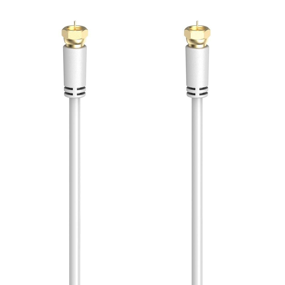 Hama SAT-Anschlusskabel,F-Stecker -F-Stecker,1,5 - 5m vergoldet 100 dB,Weiß SAT-Kabel, (150 cm)