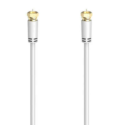 Hama SAT-Anschlusskabel,F-Stecker -F-Stecker,1,5 - 5m vergoldet 100 dB,Weiß SAT-Kabel, (150 cm)