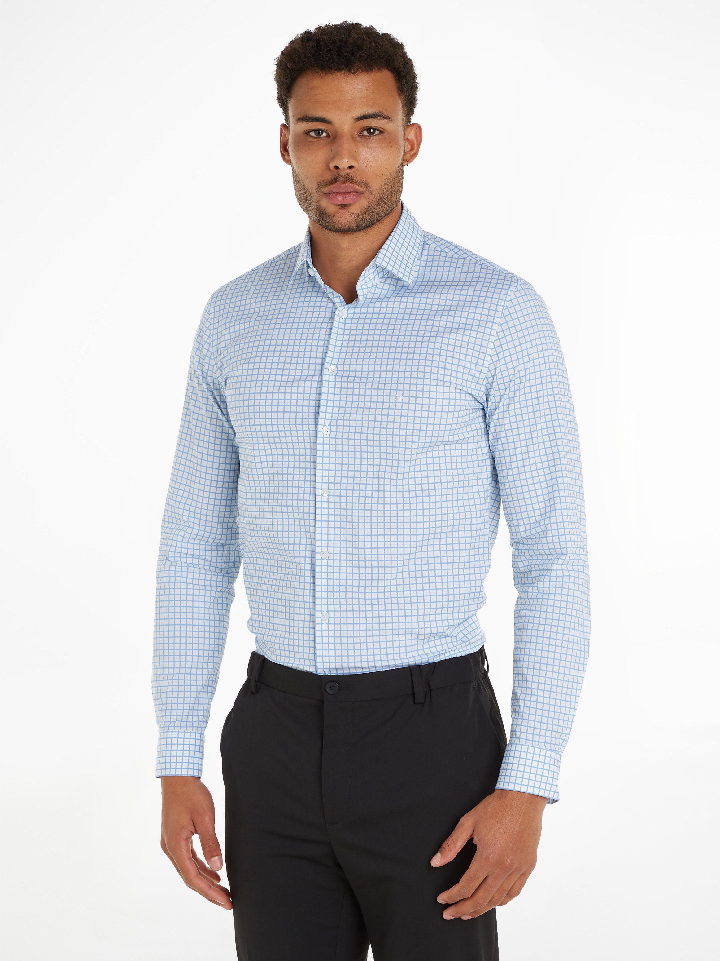 Calvin Klein Kurzarmhemd POPLIN CHECK PRINT SLIM SHIRT