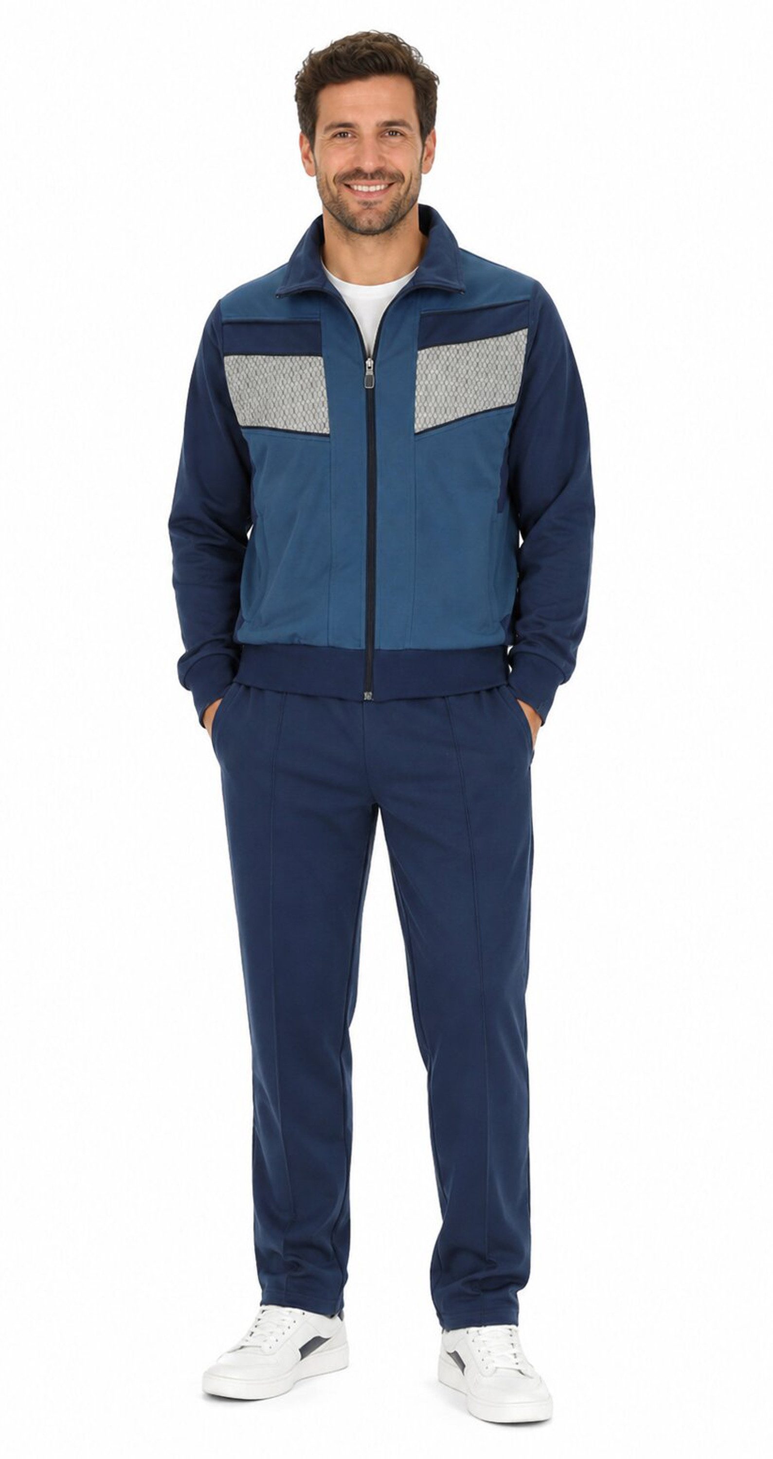 Herbold Sportswear Freizeitanzug Herbold warmer Sweat Herren Jogginganzug Blau (2-tlg., Jacke und Hose), gemütlicher, warmer Jogginganzug