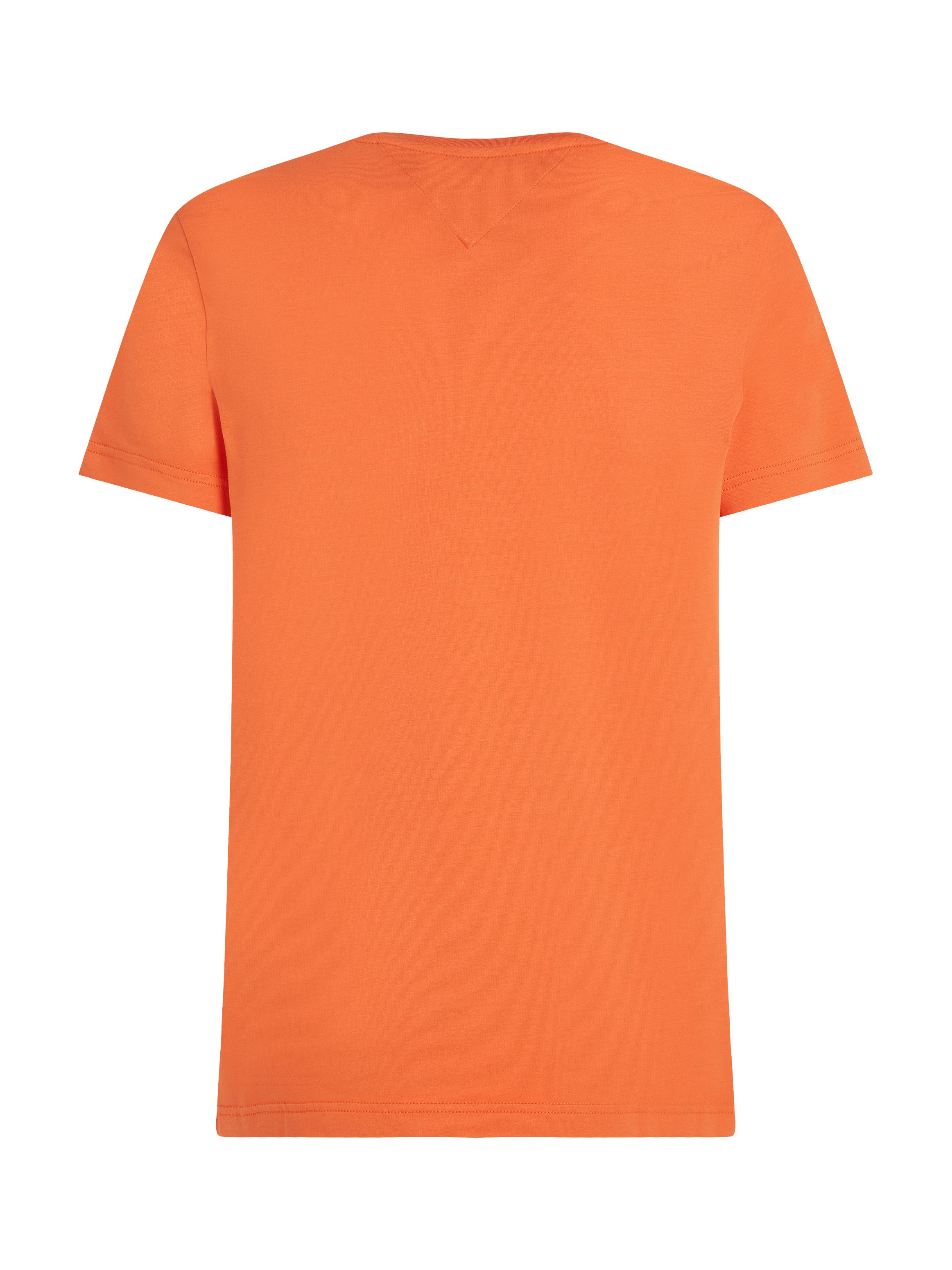 Tommy Hilfiger T-Shirt STRETCH SLIM FIT unifarben, casual, slim fit, Baumwollmix, Rundhals – Bild 5 von 5